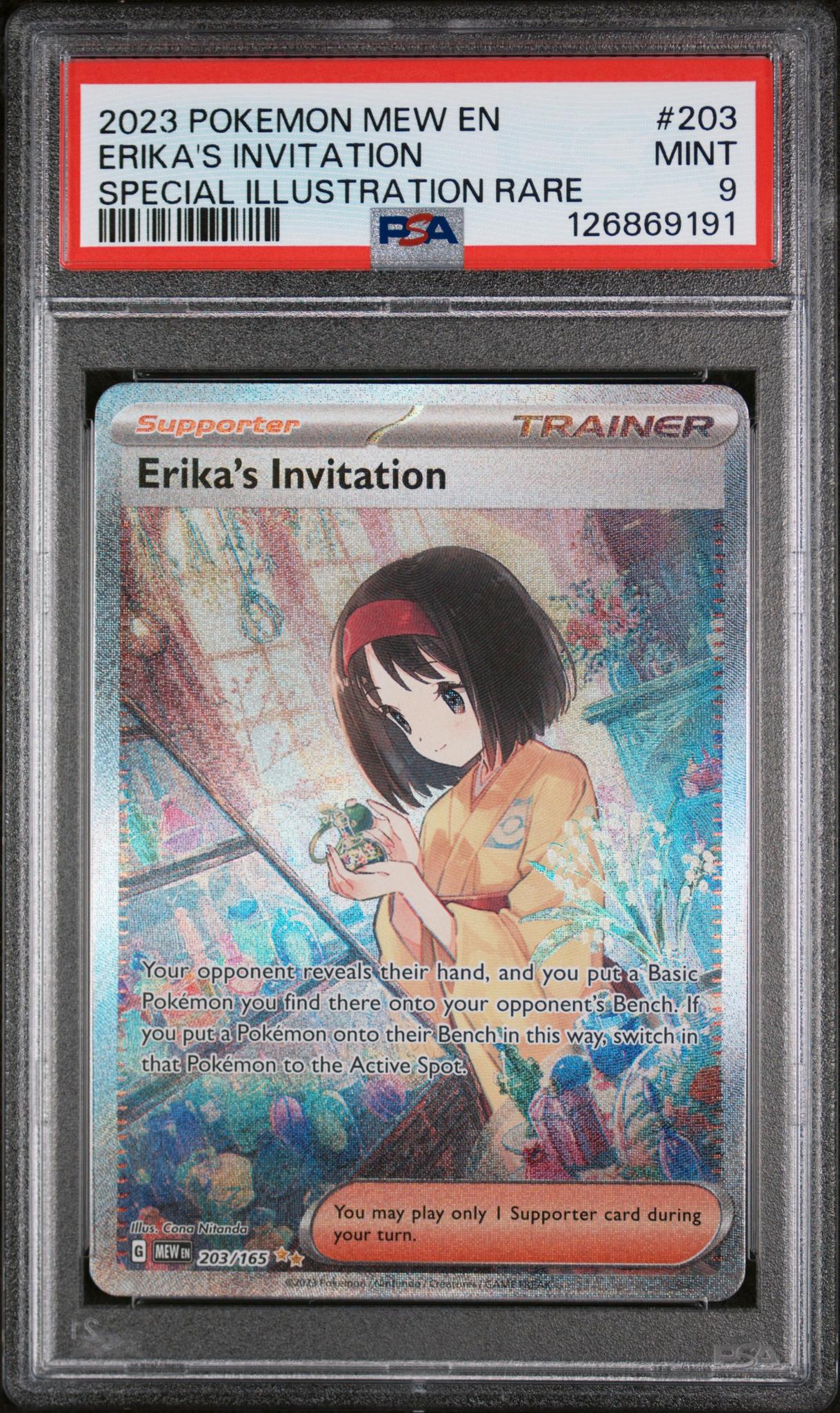 2023 Pokemon Scarlet and Violet 151 Special Illustration Rare Erika's Invitation #203 /165 PSA 9
