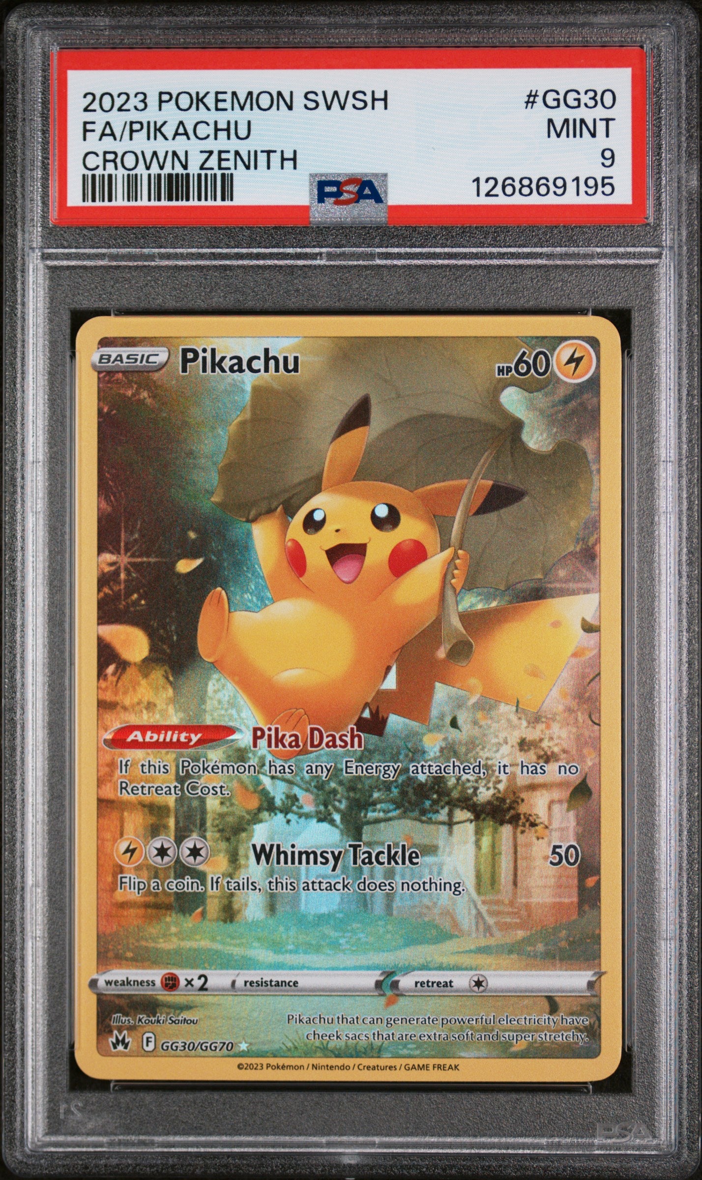 2023 Pokemon Sword and Shield Crown Zenith Pikachu #GG30 PSA 9