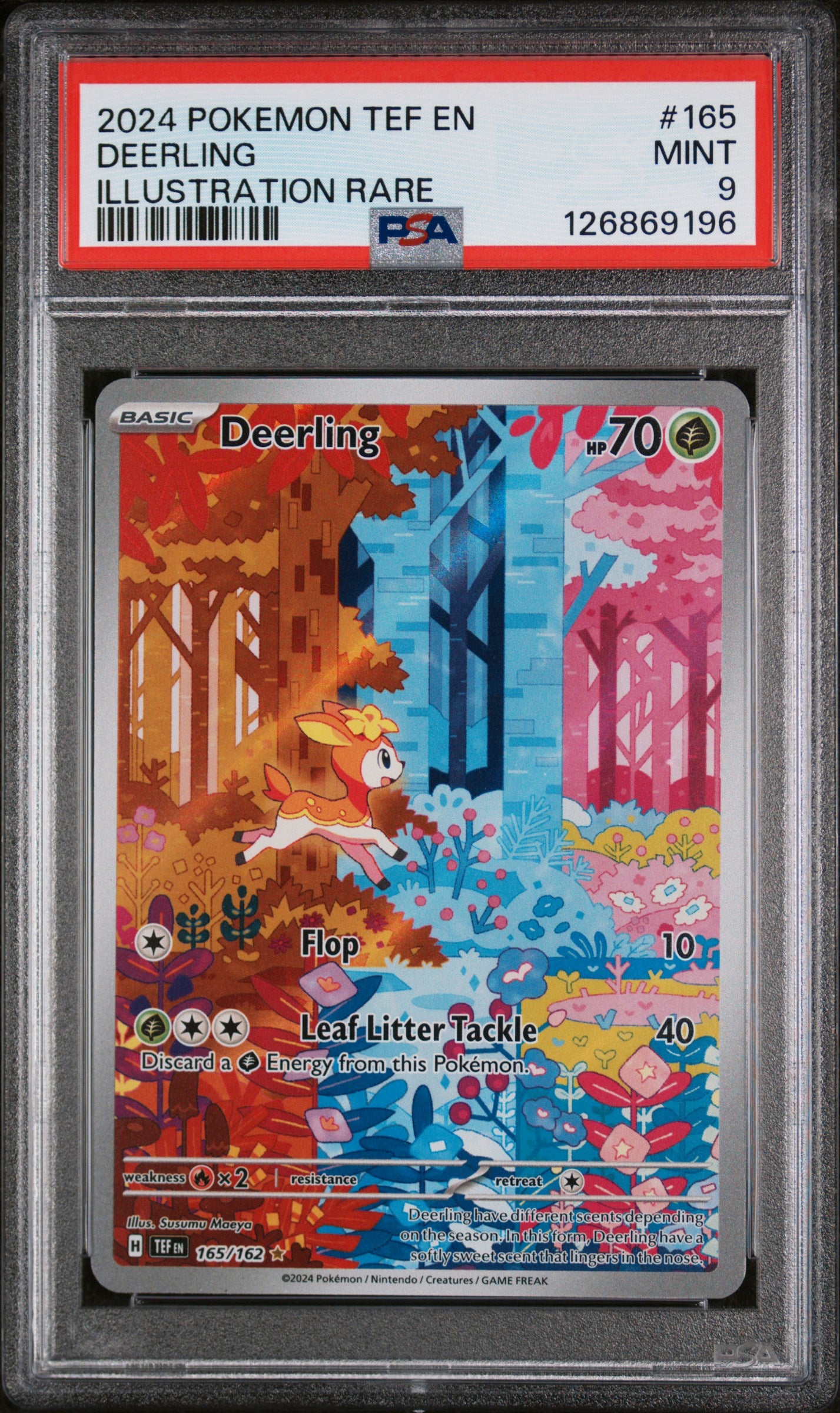2024 Pokemon Scarlet and Violet Temporal Forces Illustration Rare Deerling #165 PSA 9