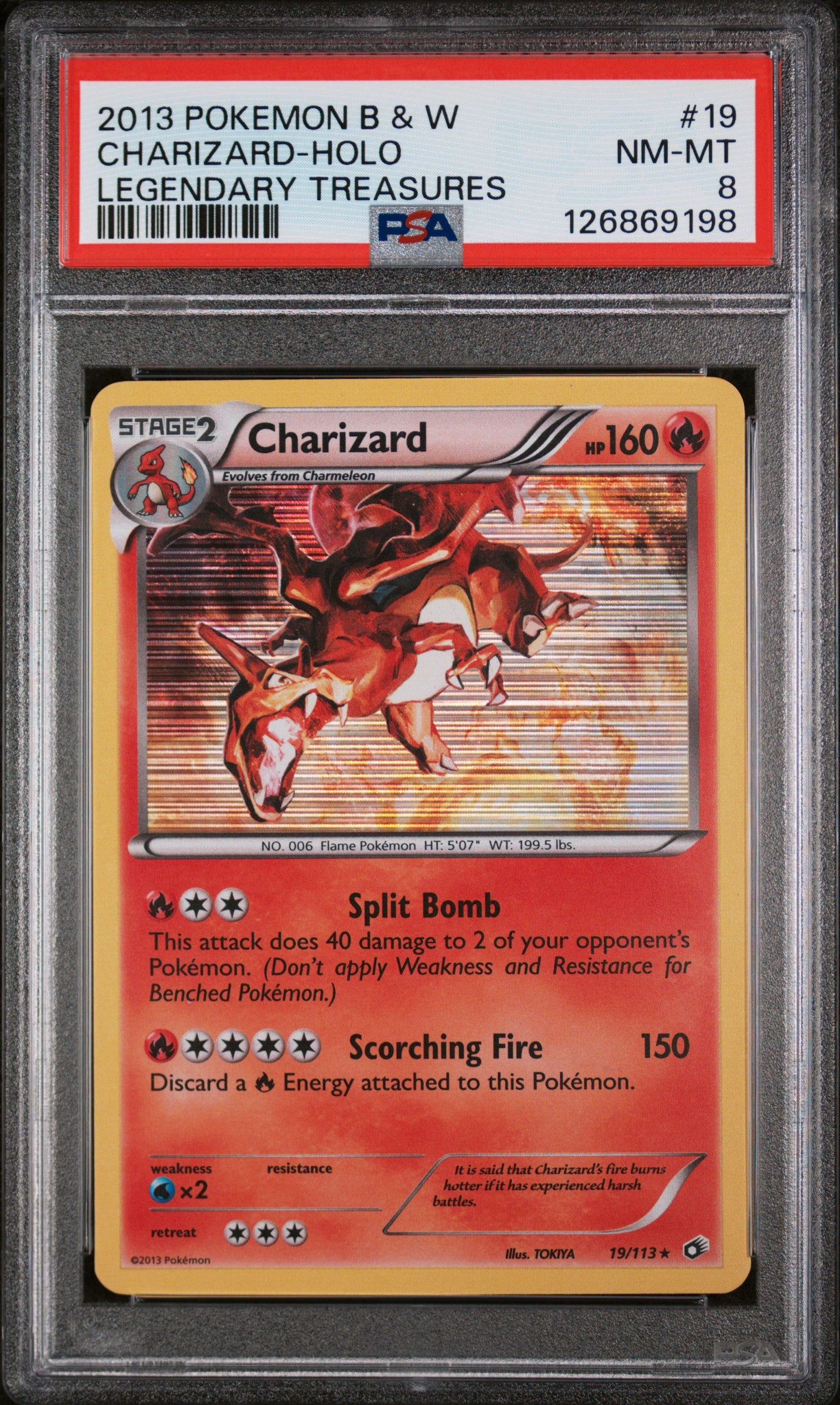 2013 Pokemon Black and White Legendary Treasures Holo Charizard #19 PSA 8