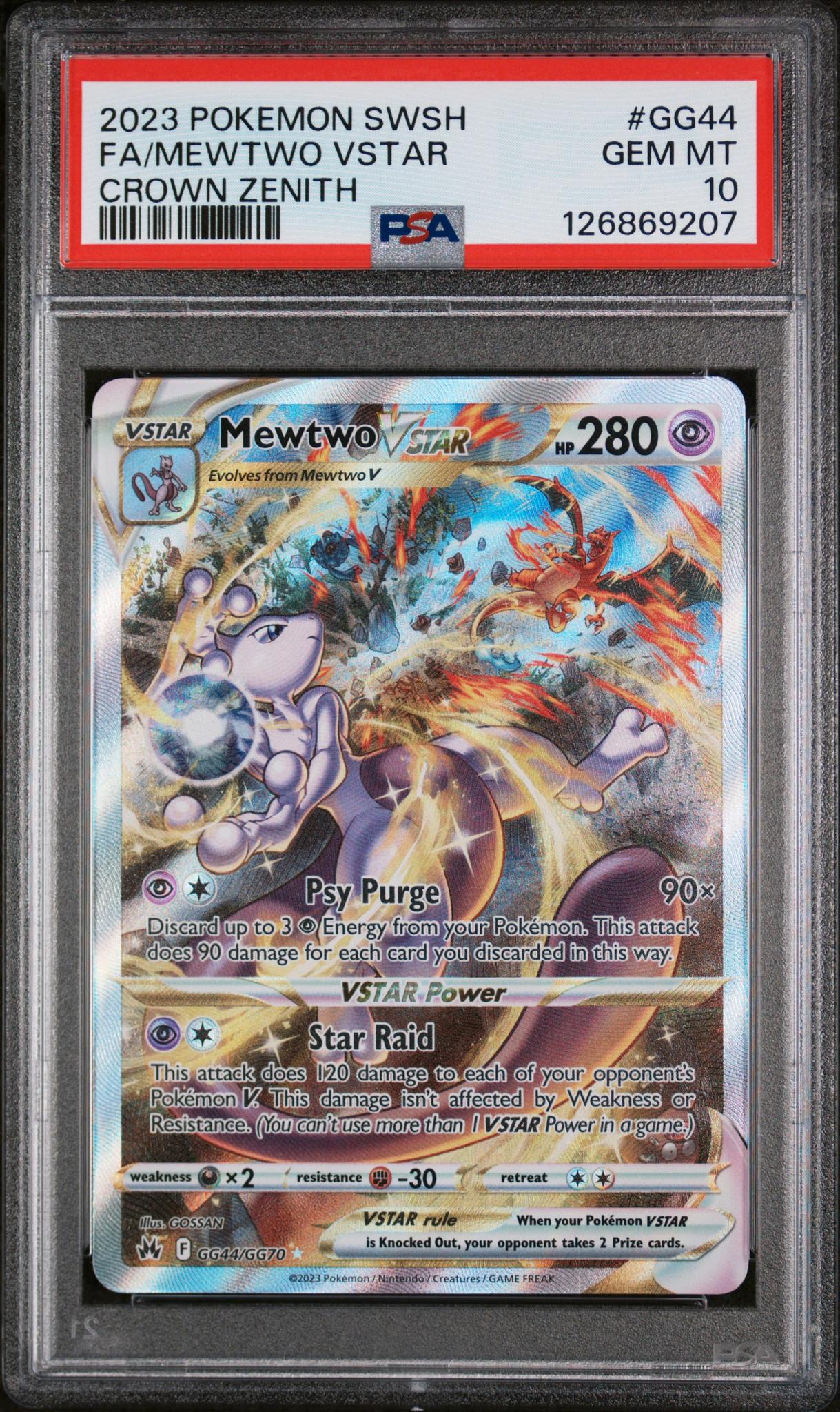 2023 Pokemon Sword and Shield Crown Zenith Mewtwo Vstar #GG44 PSA 10
