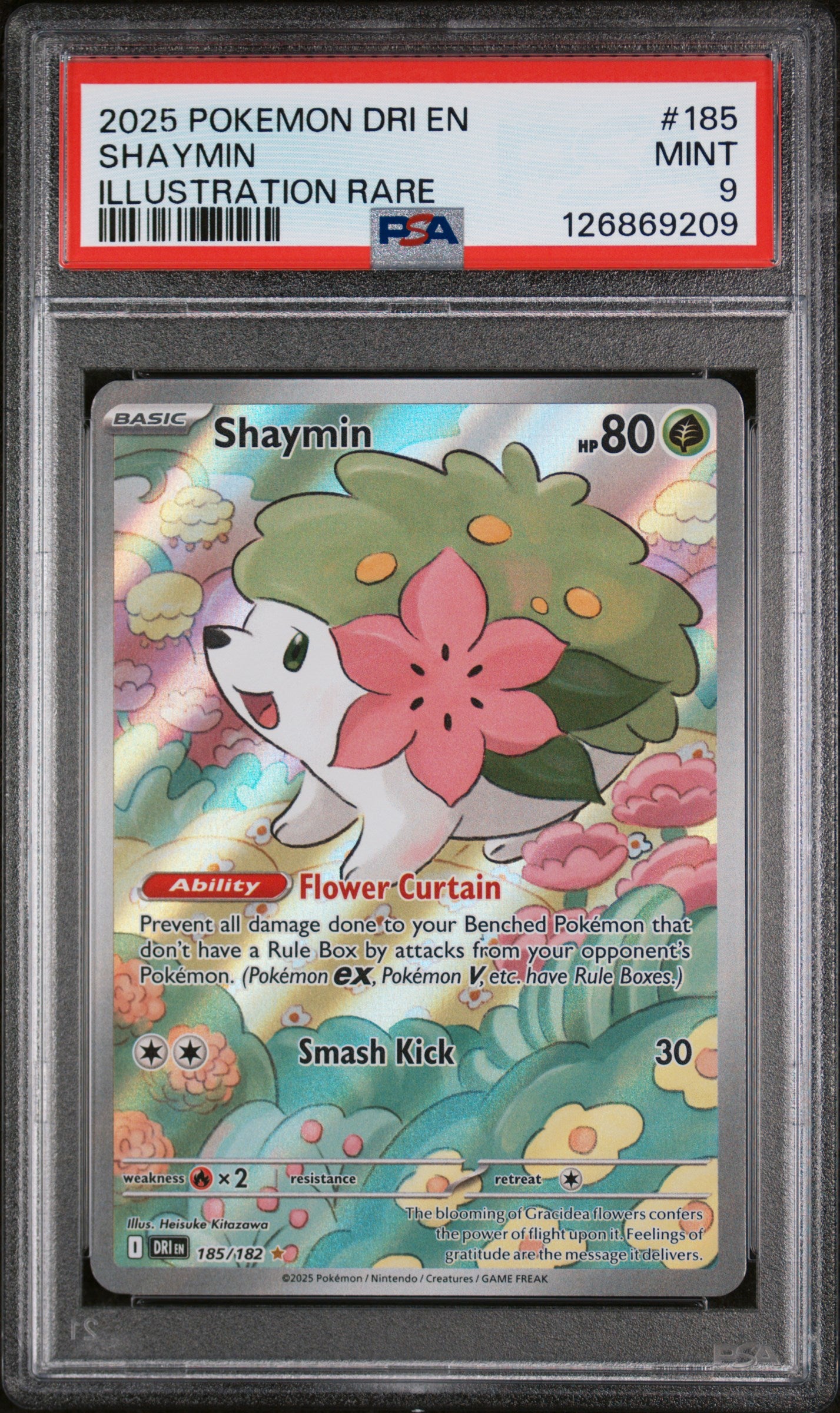 2025 Pokemon Destined Rivals Illustration Rare Shaymin #185 PSA 9