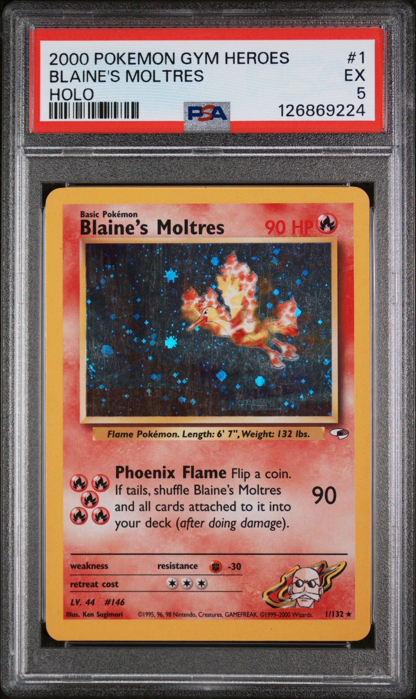 2000 Pokemon Gym Heroes Holo Blaine's Moltres #1 PSA 5