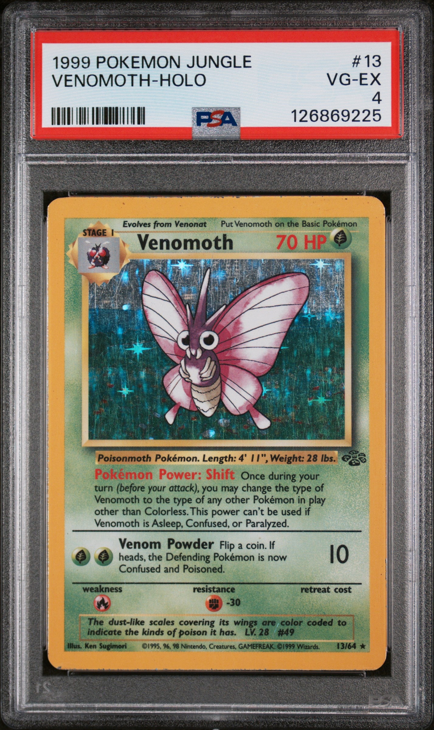 1999 Pokemon Jungle Holo Venomoth #13 PSA 4