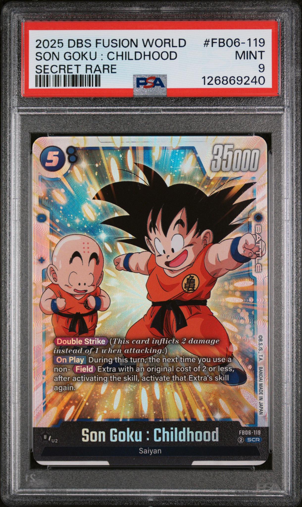 2025 Dragon Ball Super Card Game Fusion World Rivals Clash Secret Rare Son Goku Childhood #FB06-119 PSA 9