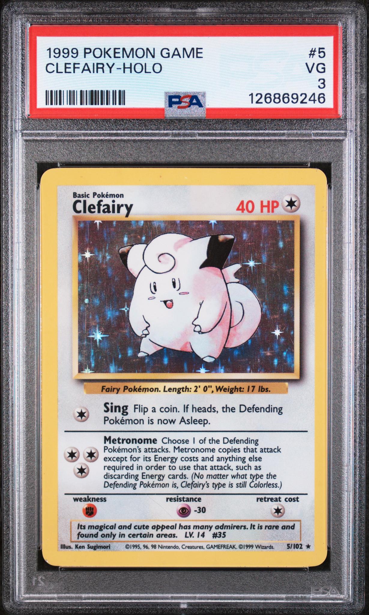 1999 Pokemon Base Set Holo Clefairy #5 PSA 3