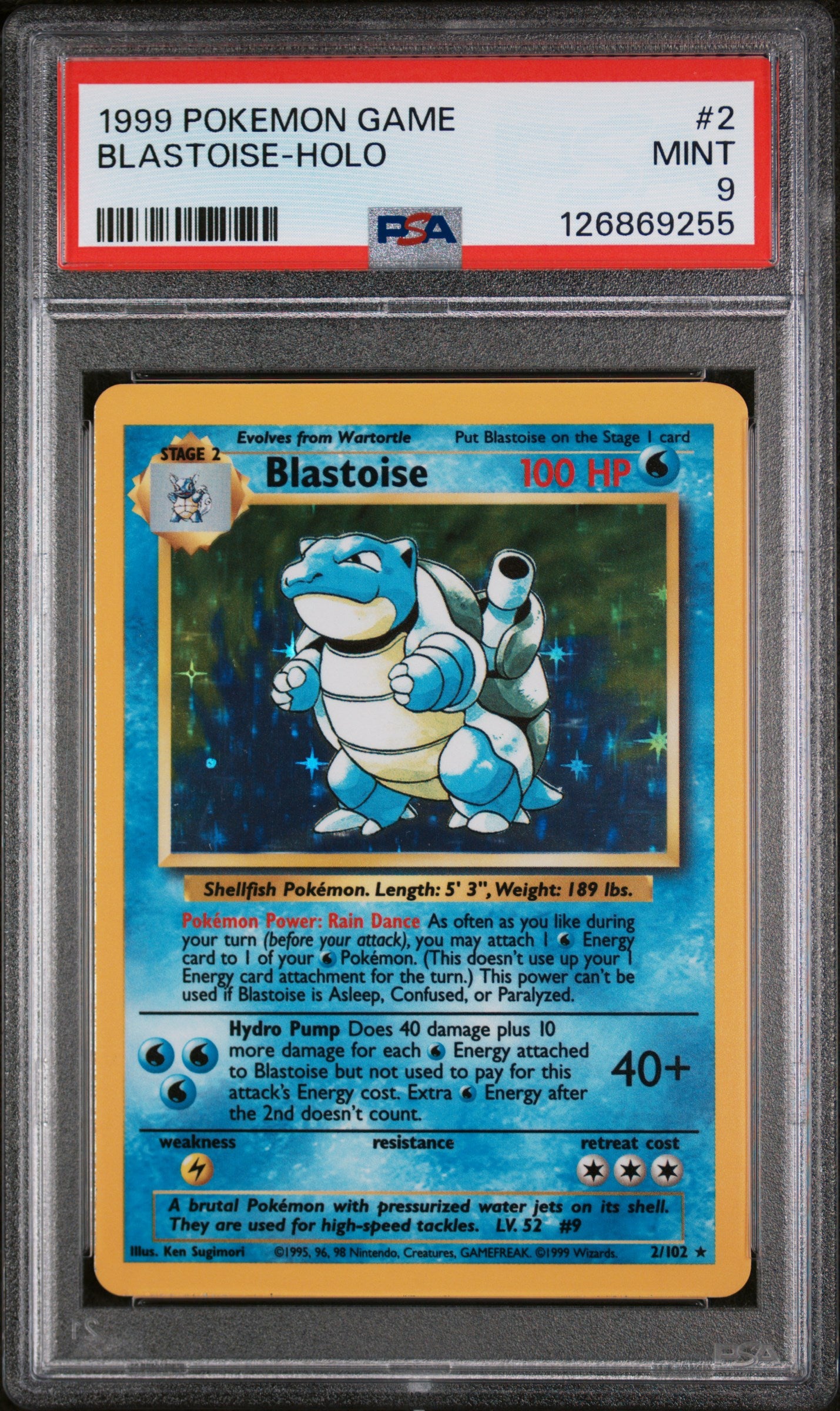 1999 Pokemon Game Holo Blastoise #2 PSA 9