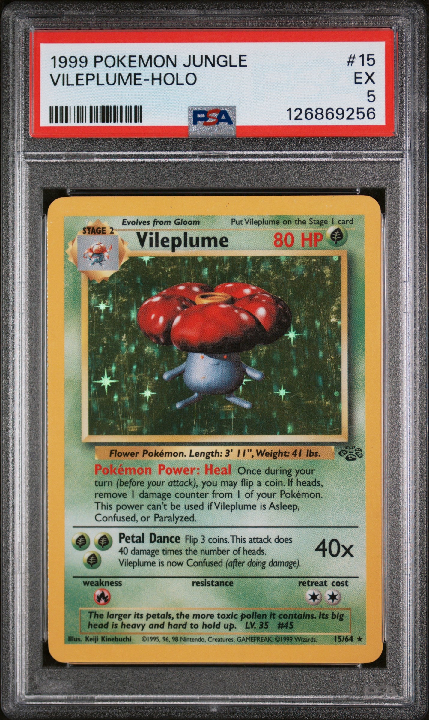 1999 Pokemon Jungle Holo Vileplume #15 PSA 5
