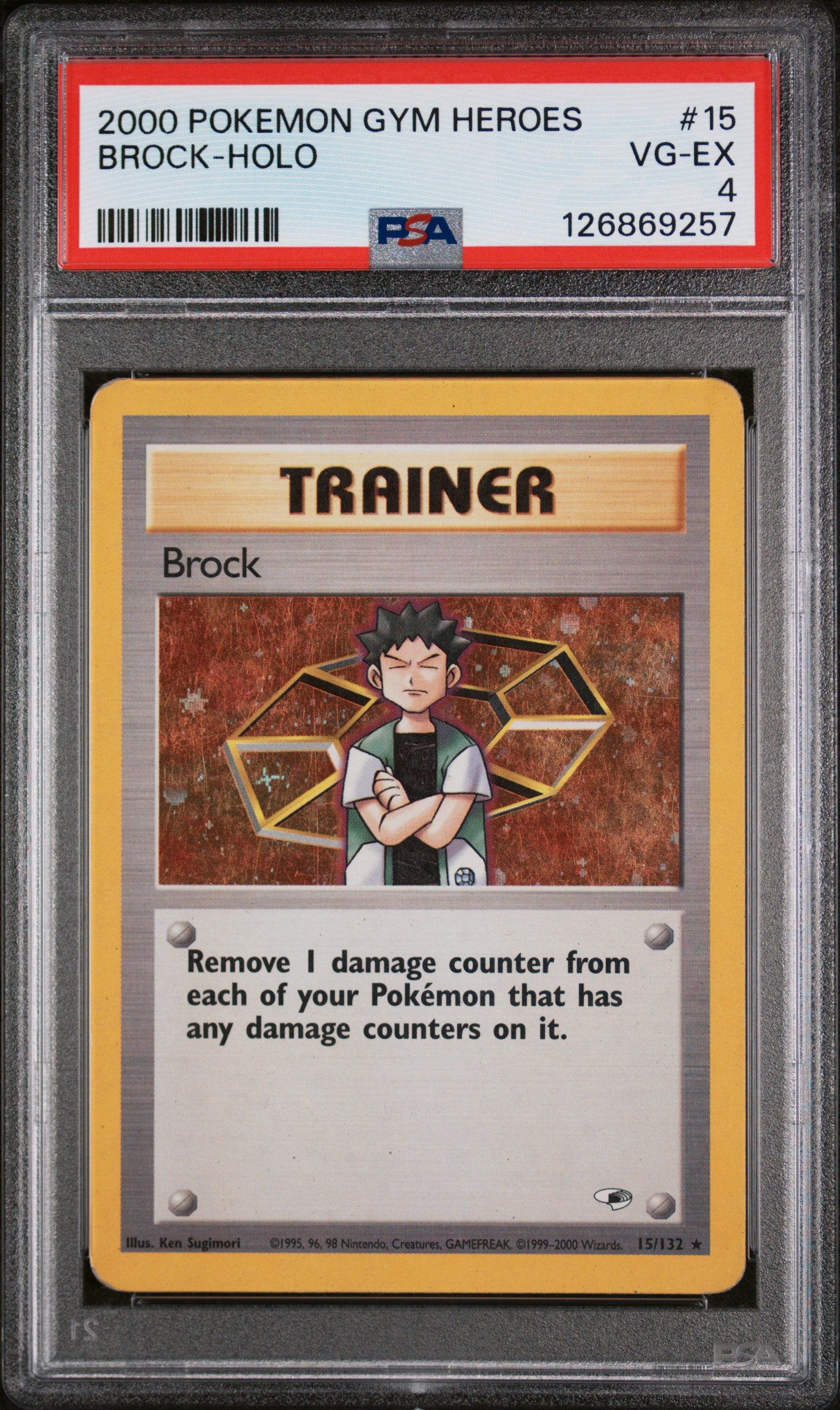 2000 Pokemon Gym Heroes Holo Brock #15 PSA 4