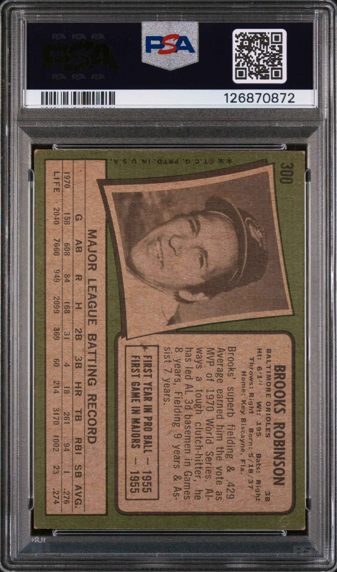 1971 Topps Brooks Robinson #300 PSA 4
