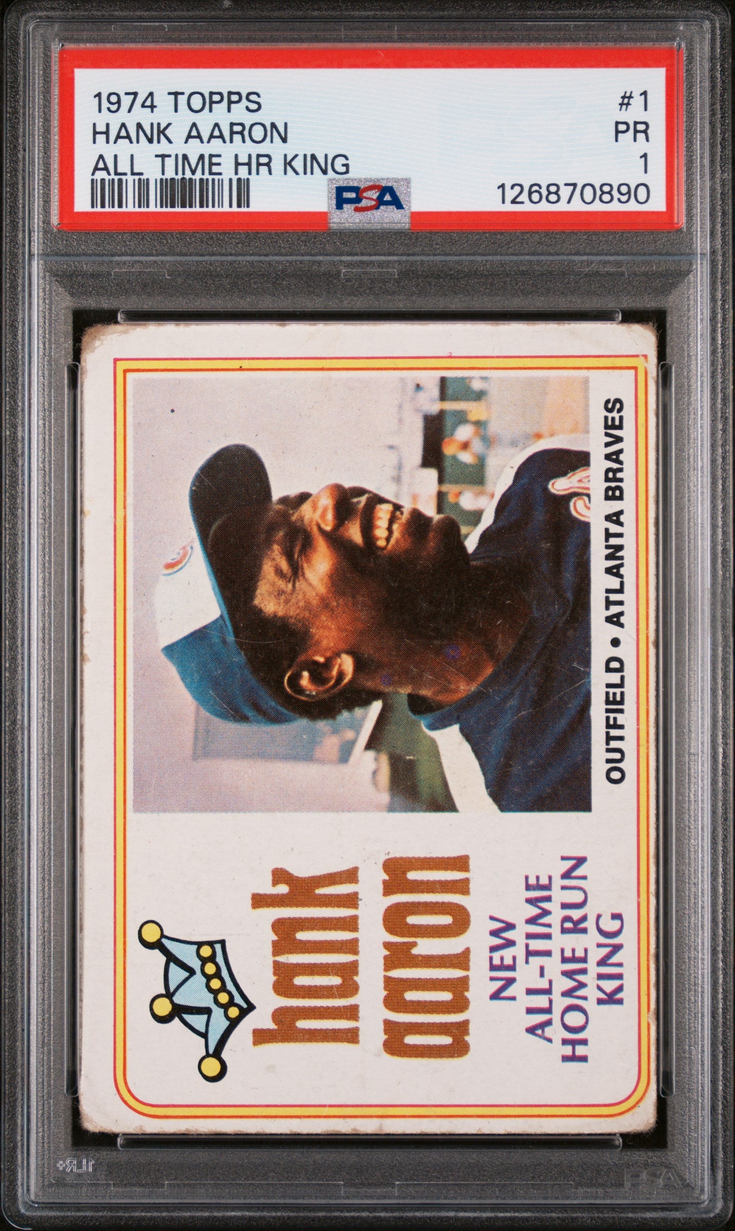 1974 Topps All Time Home Run King Hank Aaron #1 PSA 1