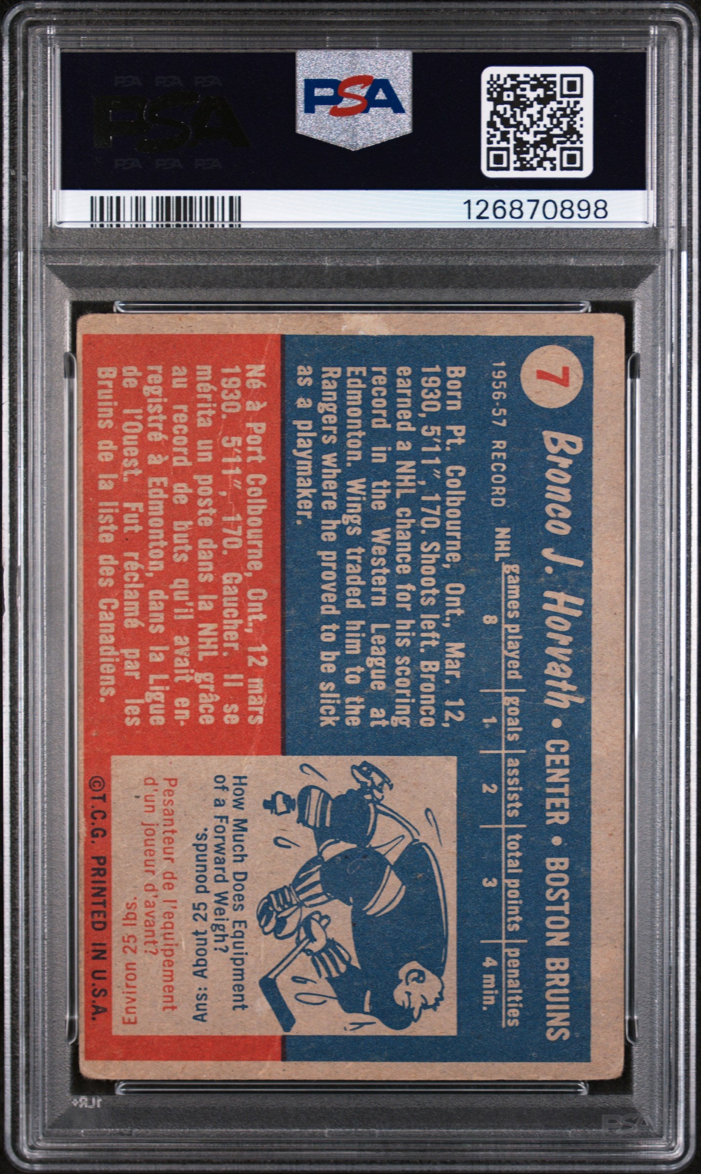1957 Topps Bronco Horvath #7 PSA 2