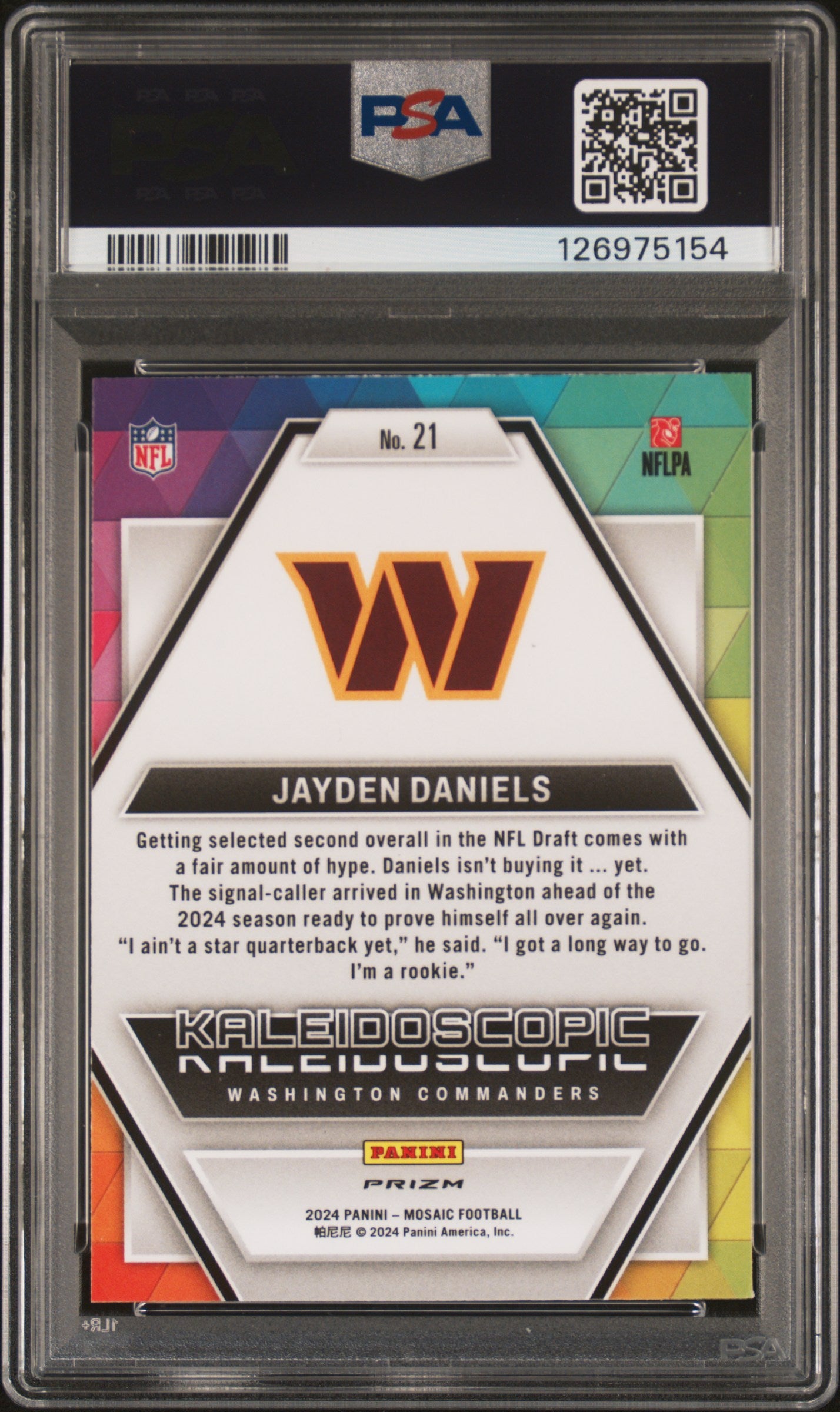 2024 Panini Mosaic Kaleidoscopic Jayden Daniels #21 PSA 9