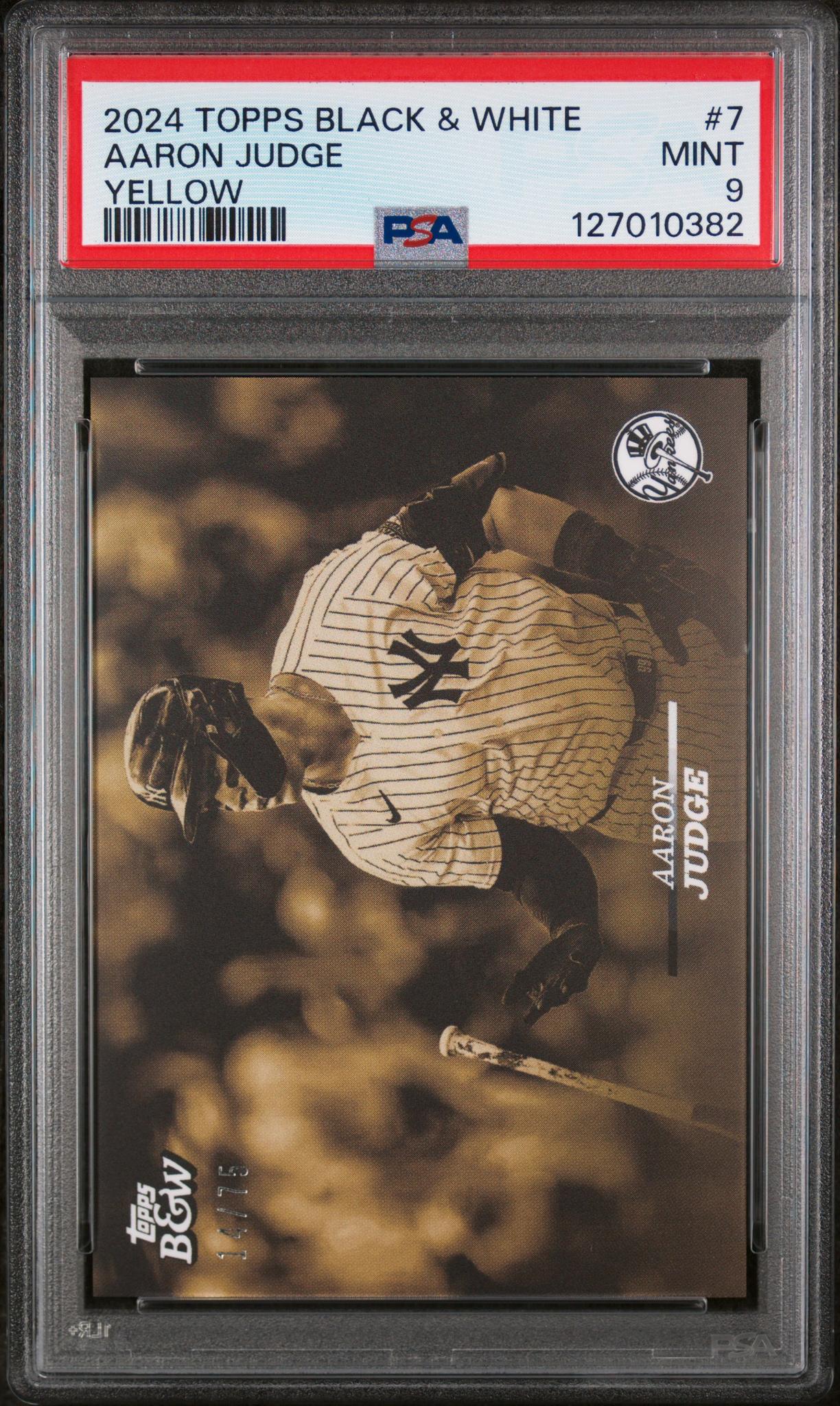 2024 Topps Black and White Yellow Aaron Judge #7 /15 PSA 9