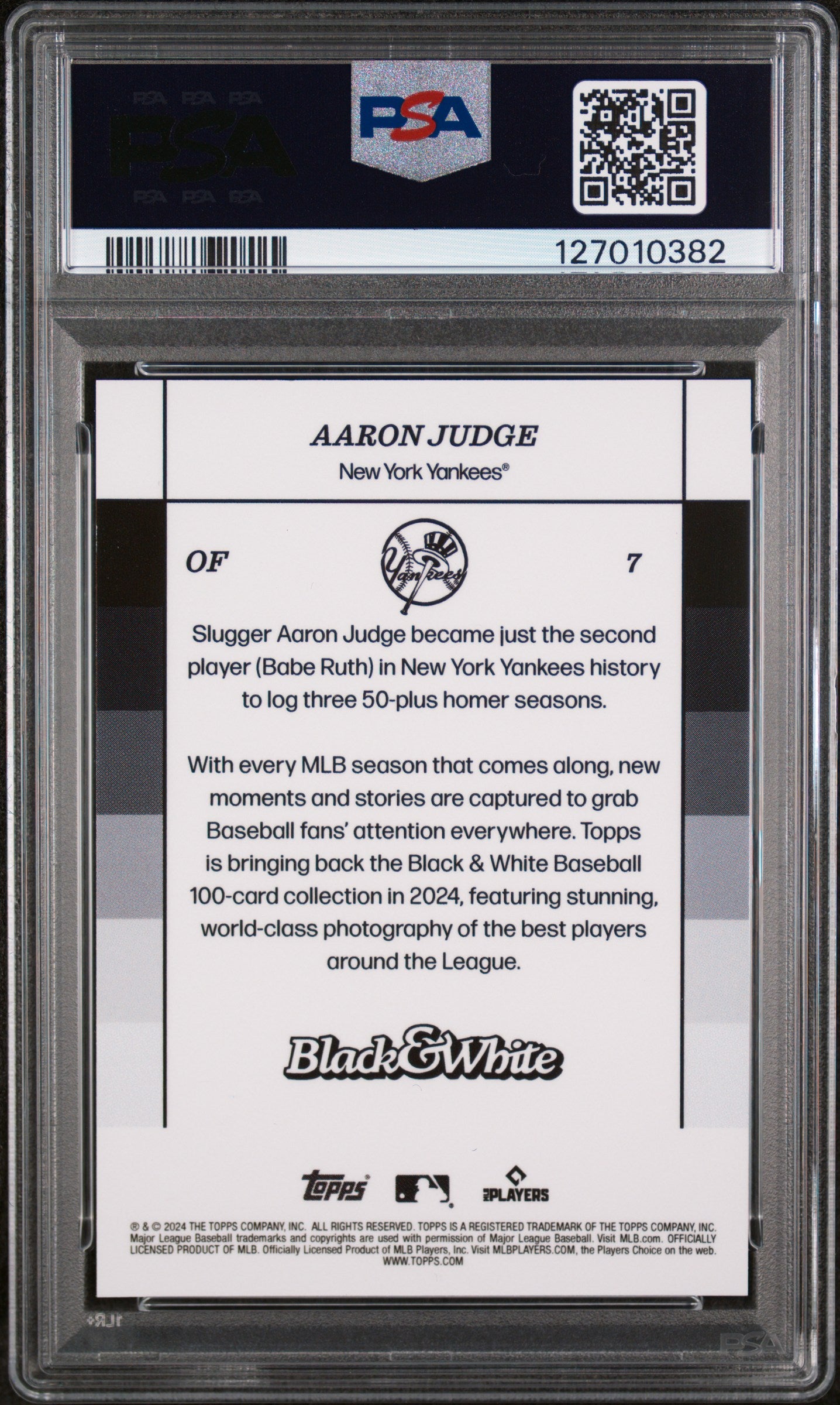 2024 Topps Black and White Yellow Aaron Judge #7 /15 PSA 9
