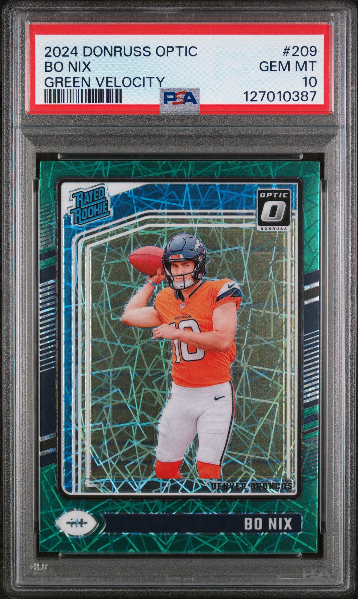 2024 Optic Green Velocity Bo Nix #209 PSA 10