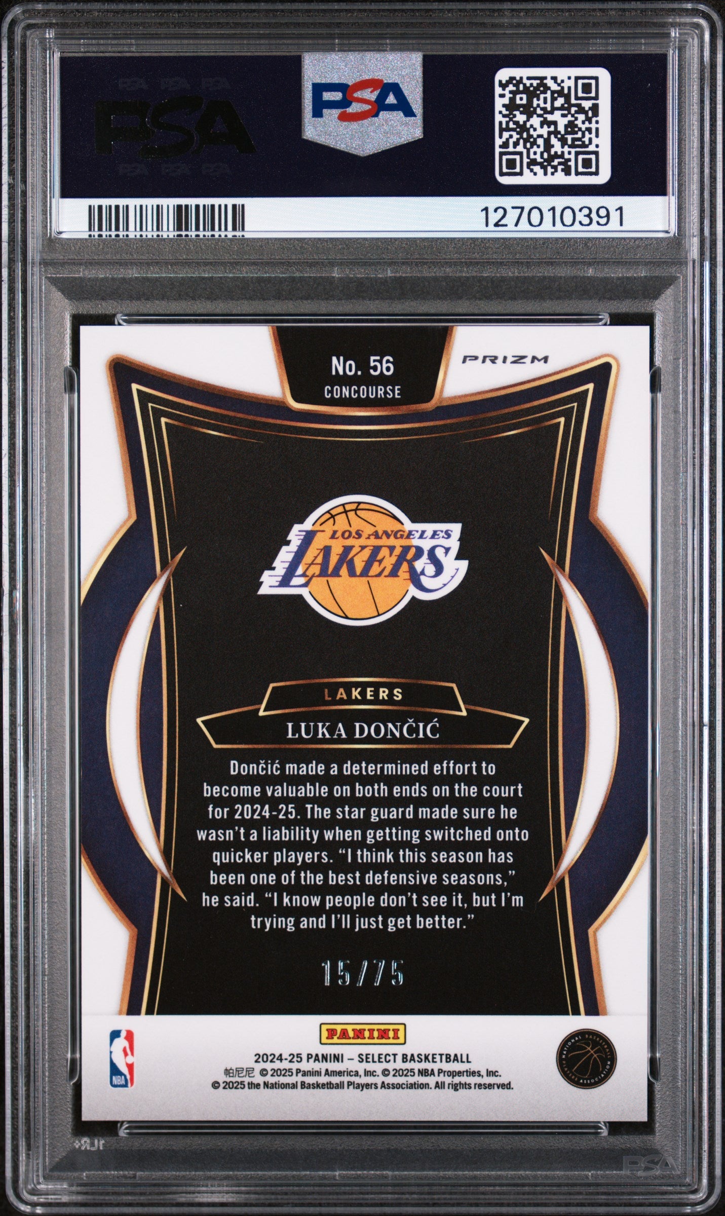 2024 Panini Select White Disco Luka Doncic #56 /75 PSA 10