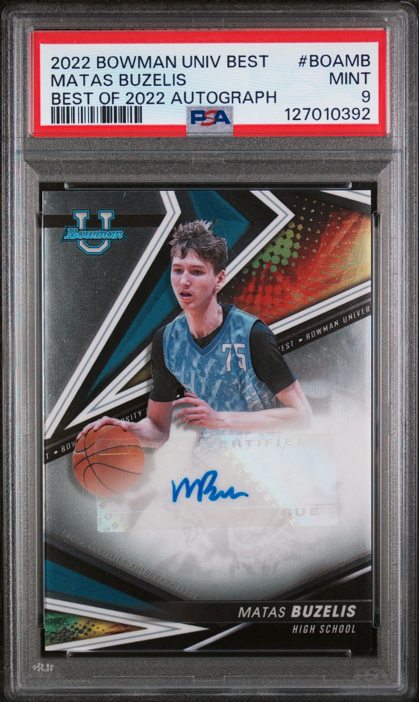 2022 Bowman's Best University Best of '22 Autograph Matas Buzelis #BOAMB PSA 9