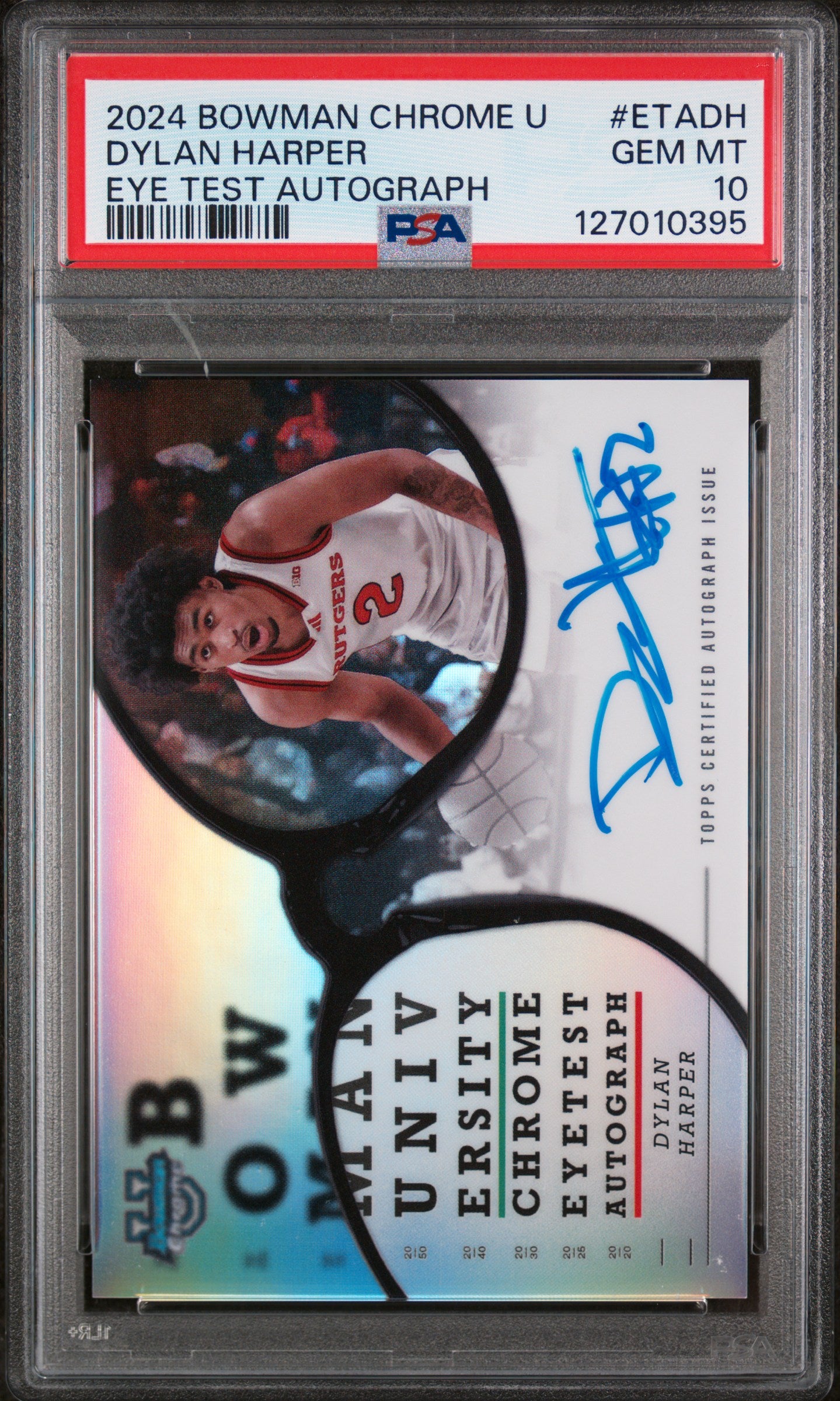 2024 Bowman Chrome University Eye Test Autographs Dylan Harper #ETADH PSA 10