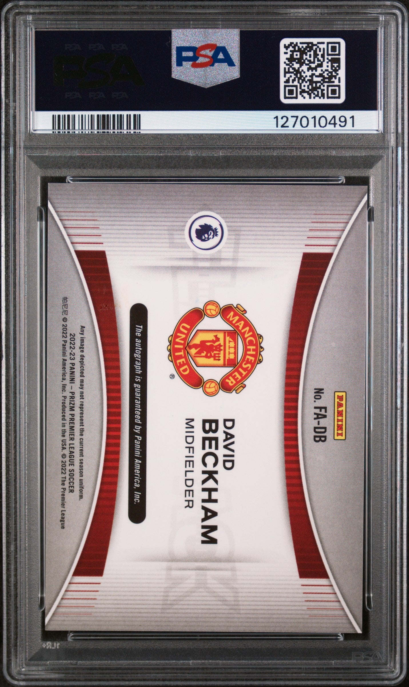 2022 Panini Prizm Premier League Flashback Autographs David Beckham #FA-DB PSA 8