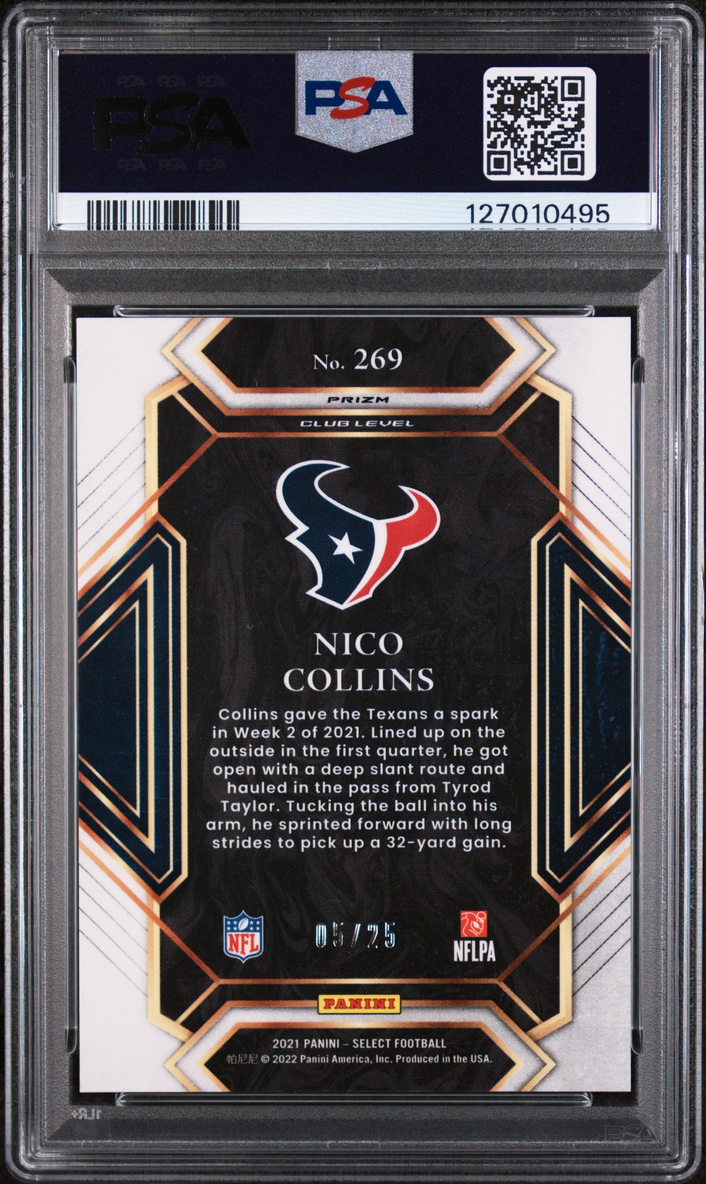 2021 Panini Select Tie-Dye Prizm Nico Collins #269 /25 PSA 8