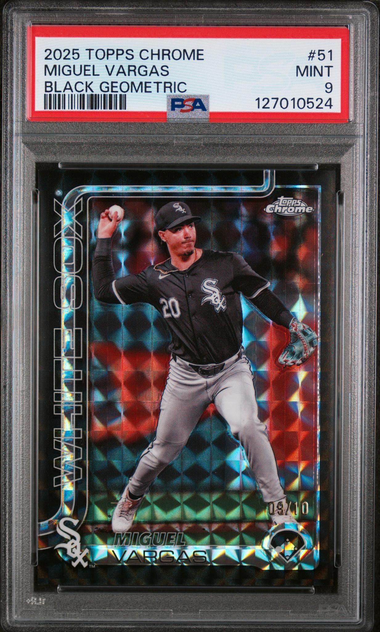 2025 Topps Chrome Black Geometric Miguel Vargas #51 /10 PSA 9