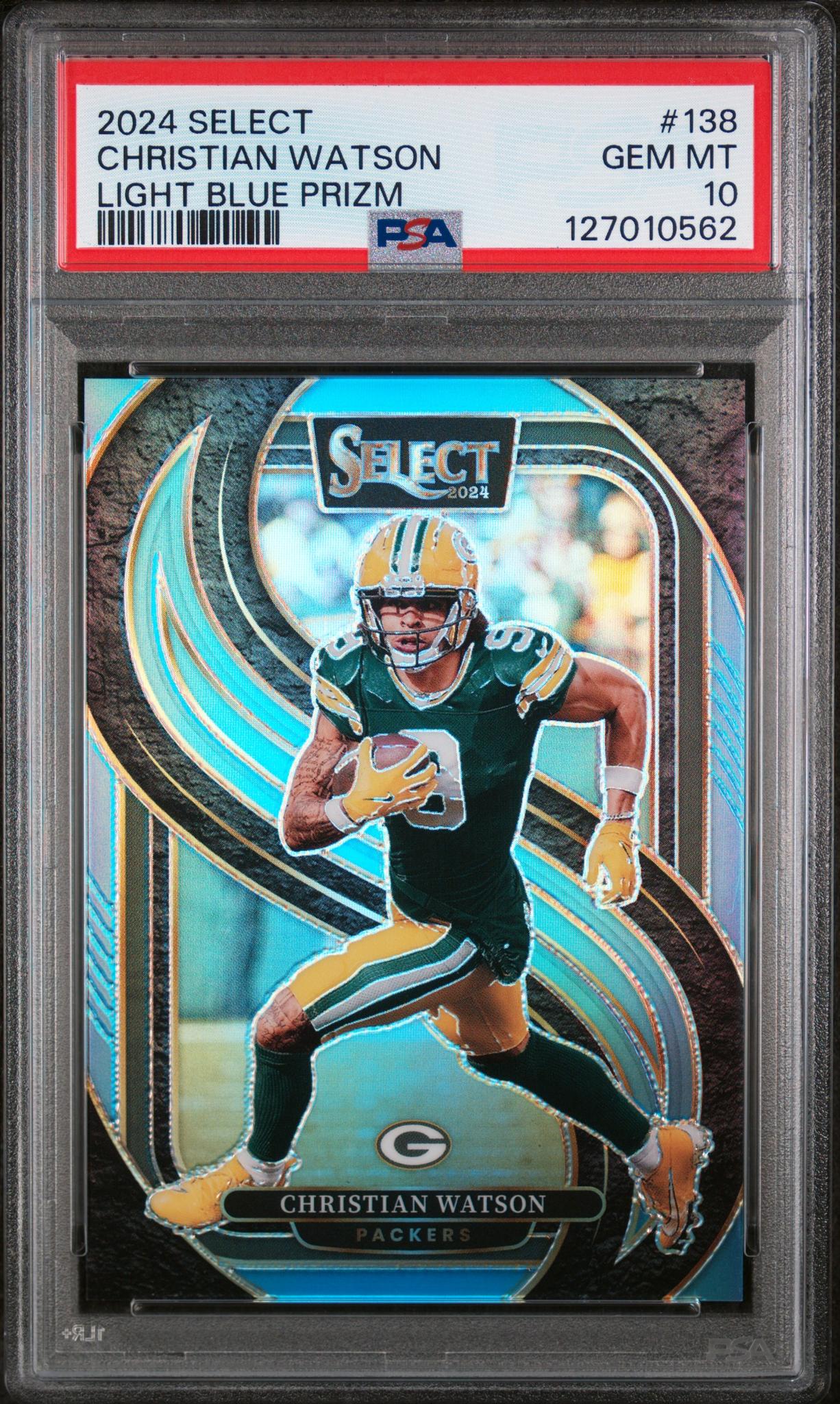 2024 Panini Select Light Blue Prizm Christian Watson #138 /39 PSA 10