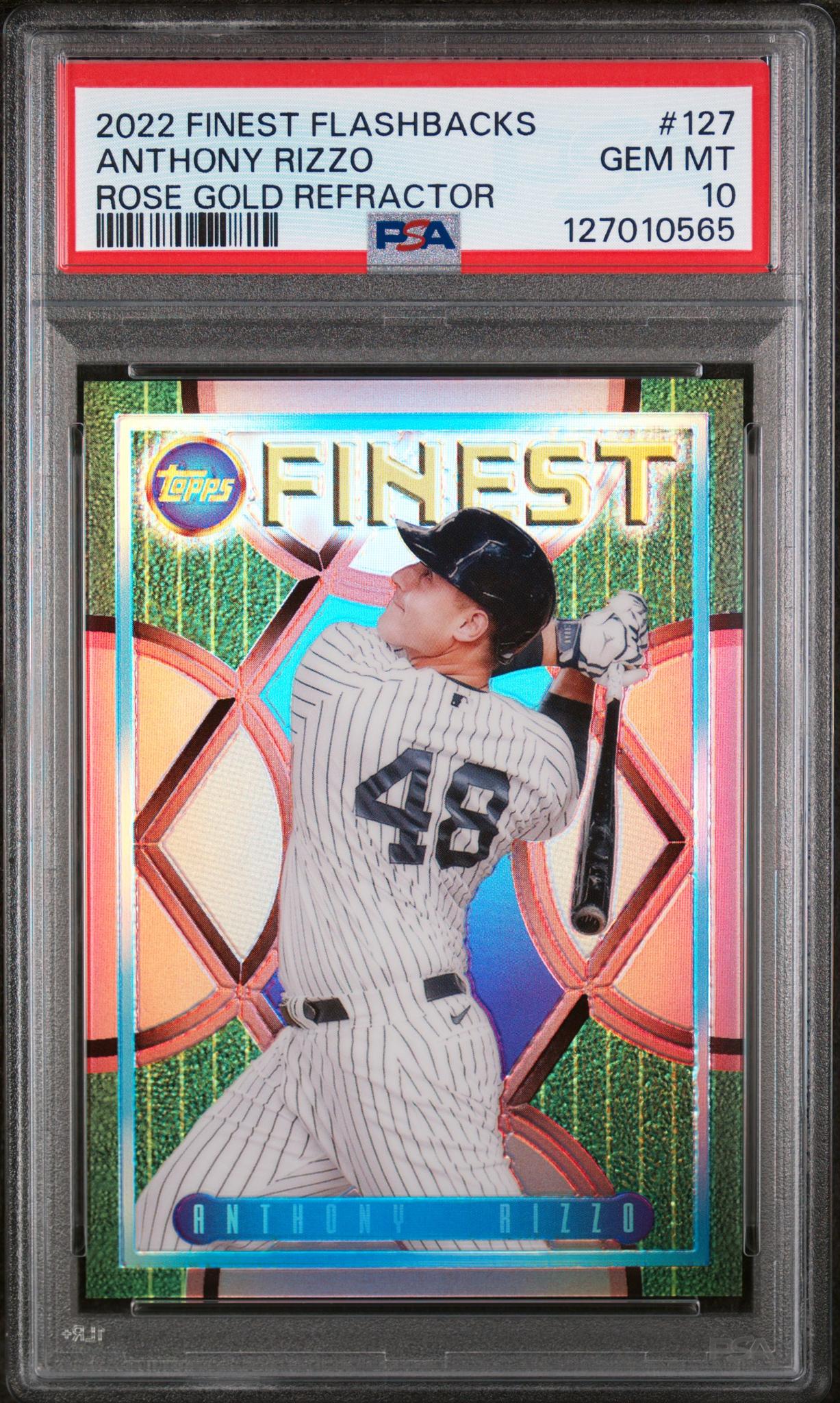 2022 Topps Finest Flashbacks Rose Gold Refractor Anthony Rizzo #127 PSA 10