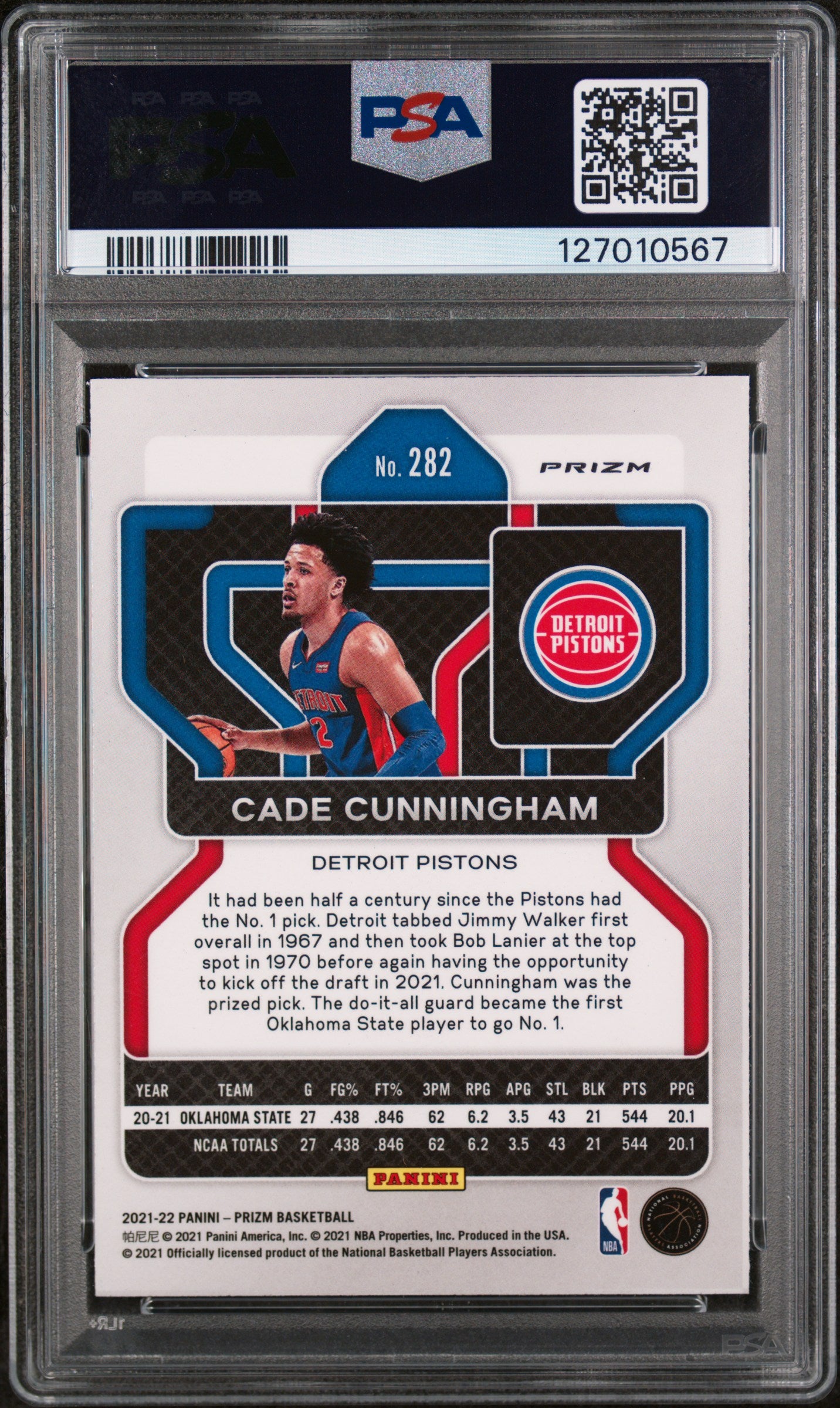2021 Panini Prizm Red White and Blue Prizm Cade Cunningham #282 PSA 10