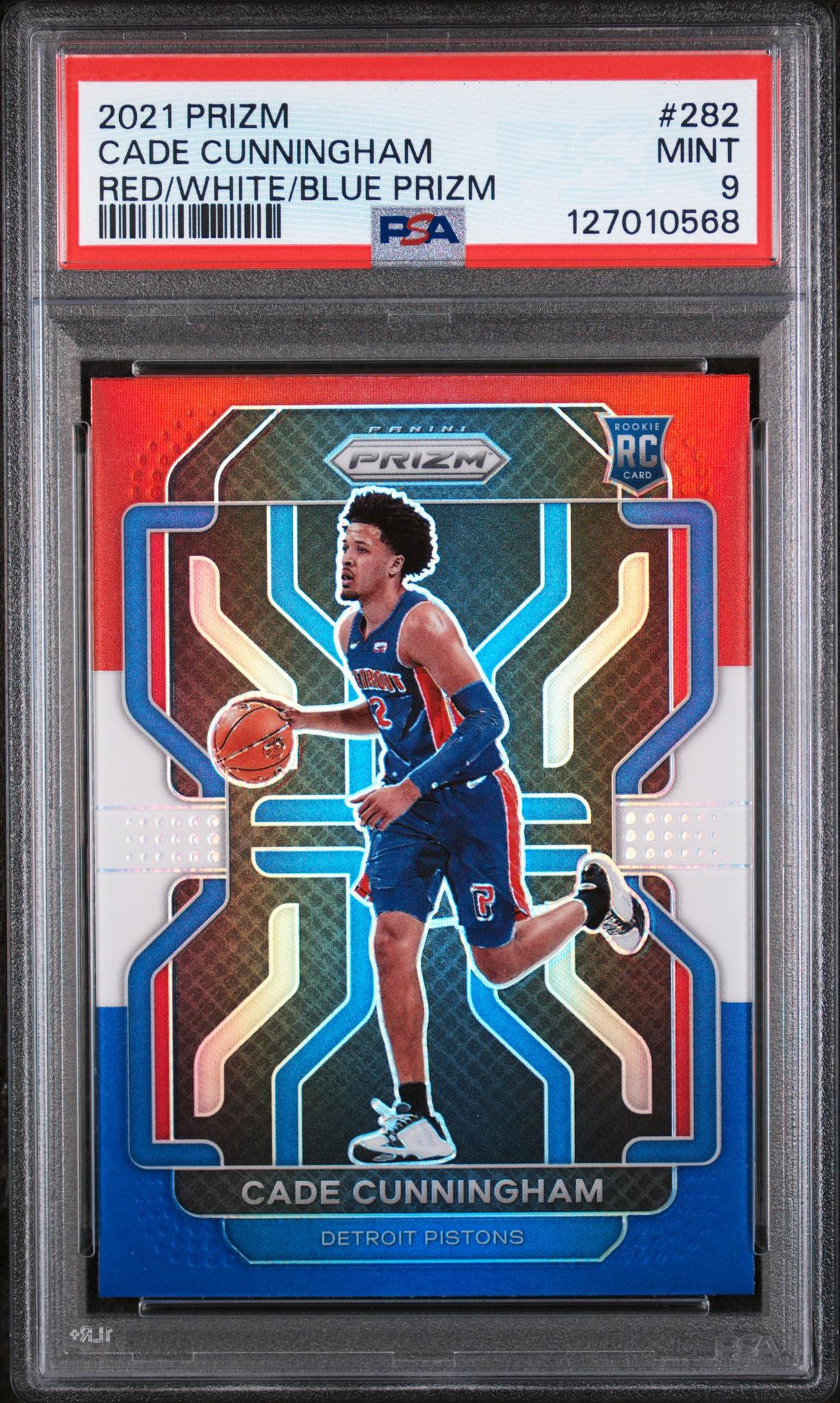 2021 Panini Prizm Red White and Blue Prizm Cade Cunningham #282 PSA 9