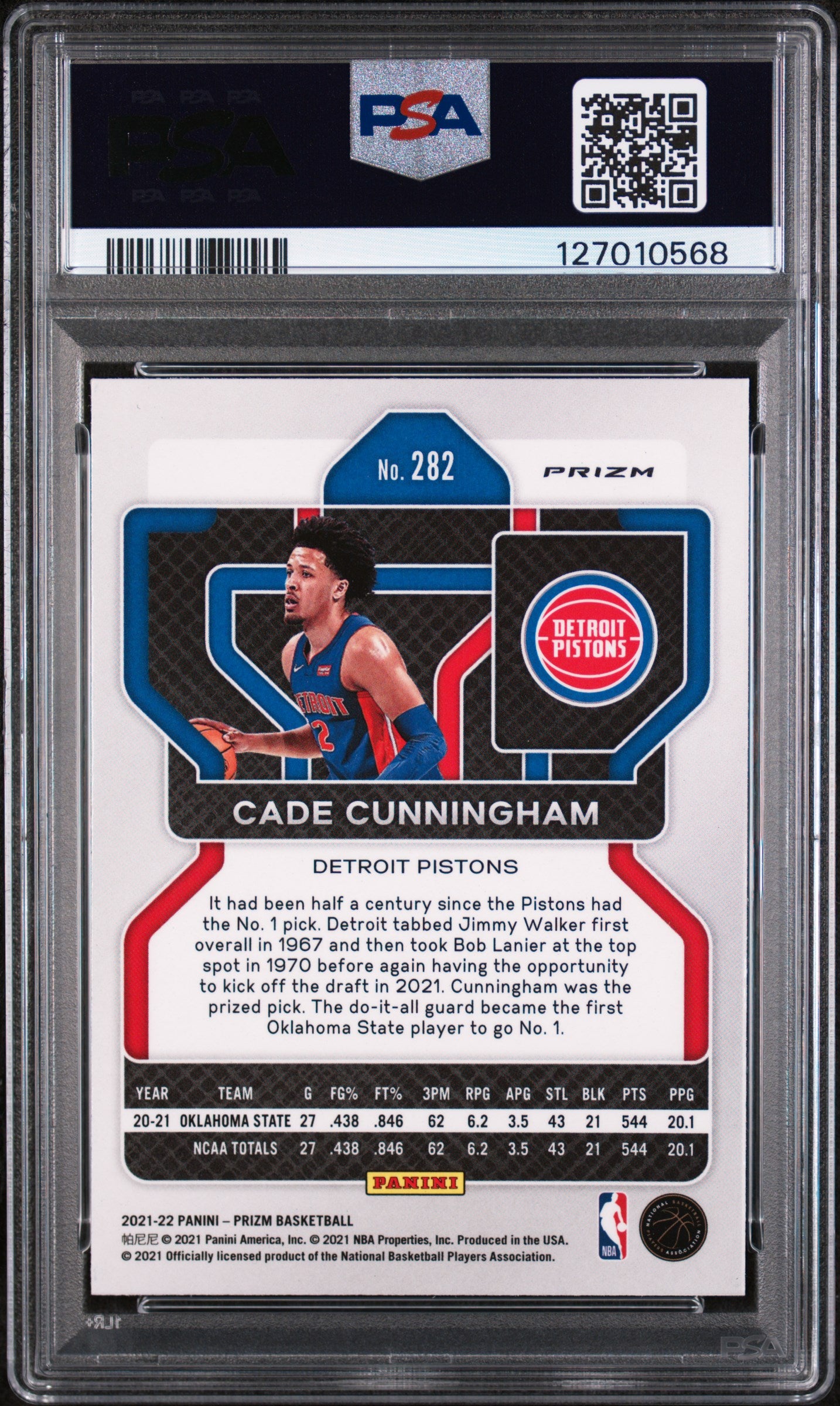 2021 Panini Prizm Red White and Blue Prizm Cade Cunningham #282 PSA 9