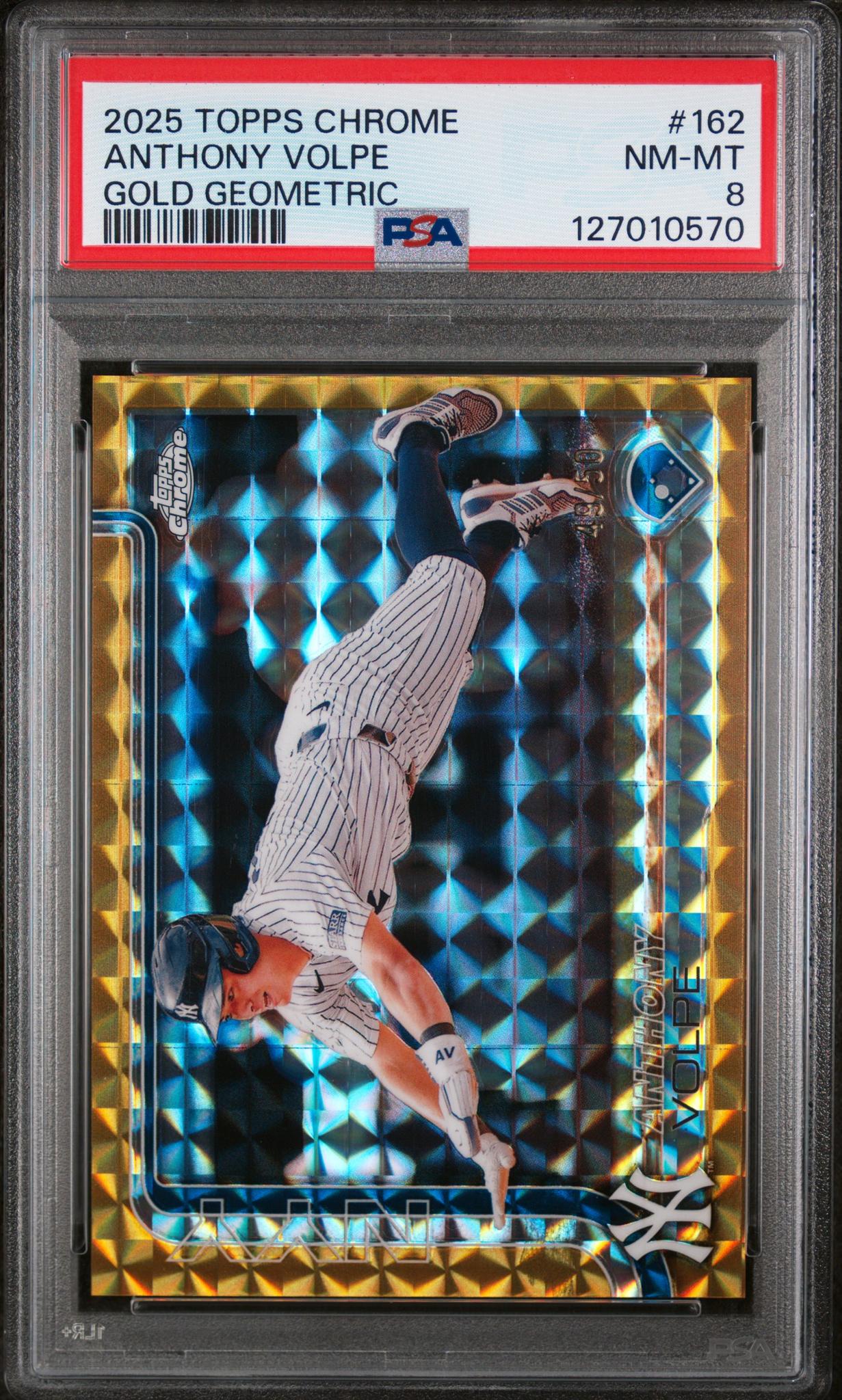 2025 Topps Chrome Gold Geometric Anthony Volpe #162 PSA 8