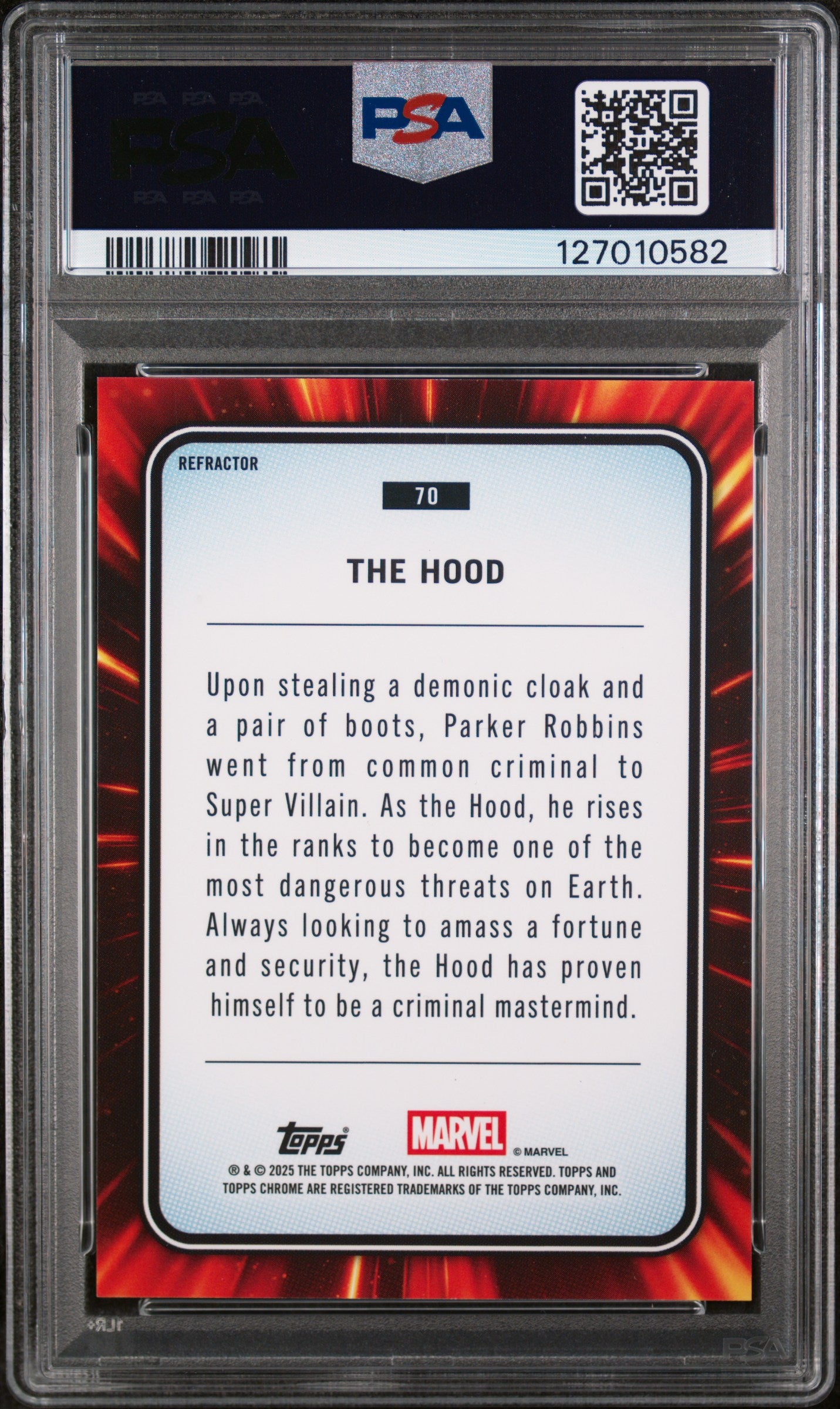 2025 Topps Chrome Marvel Refractor the Hood #70 PSA 9
