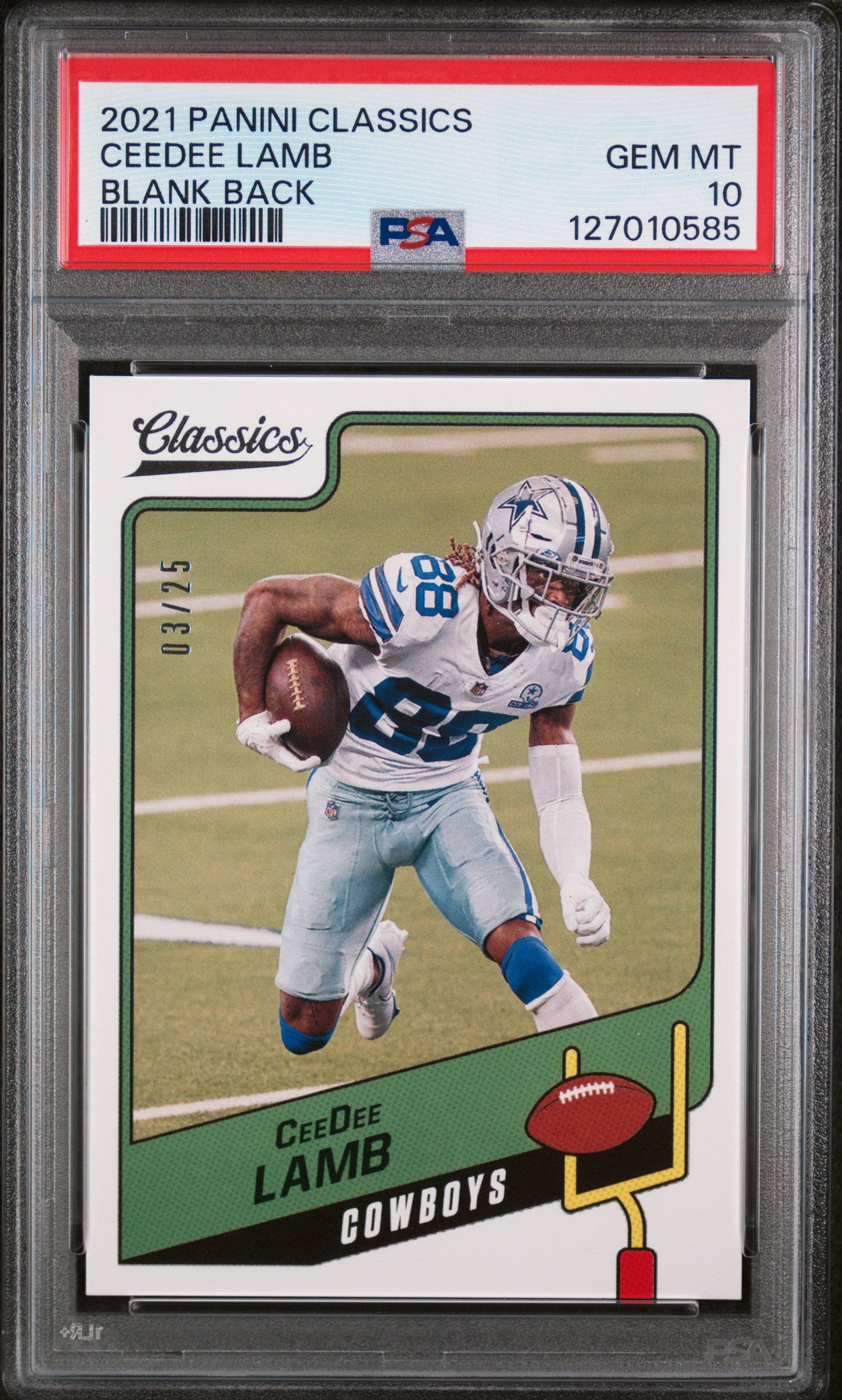 2021 Panini Classics Blank Back Ceedee Lamb /25 PSA 10