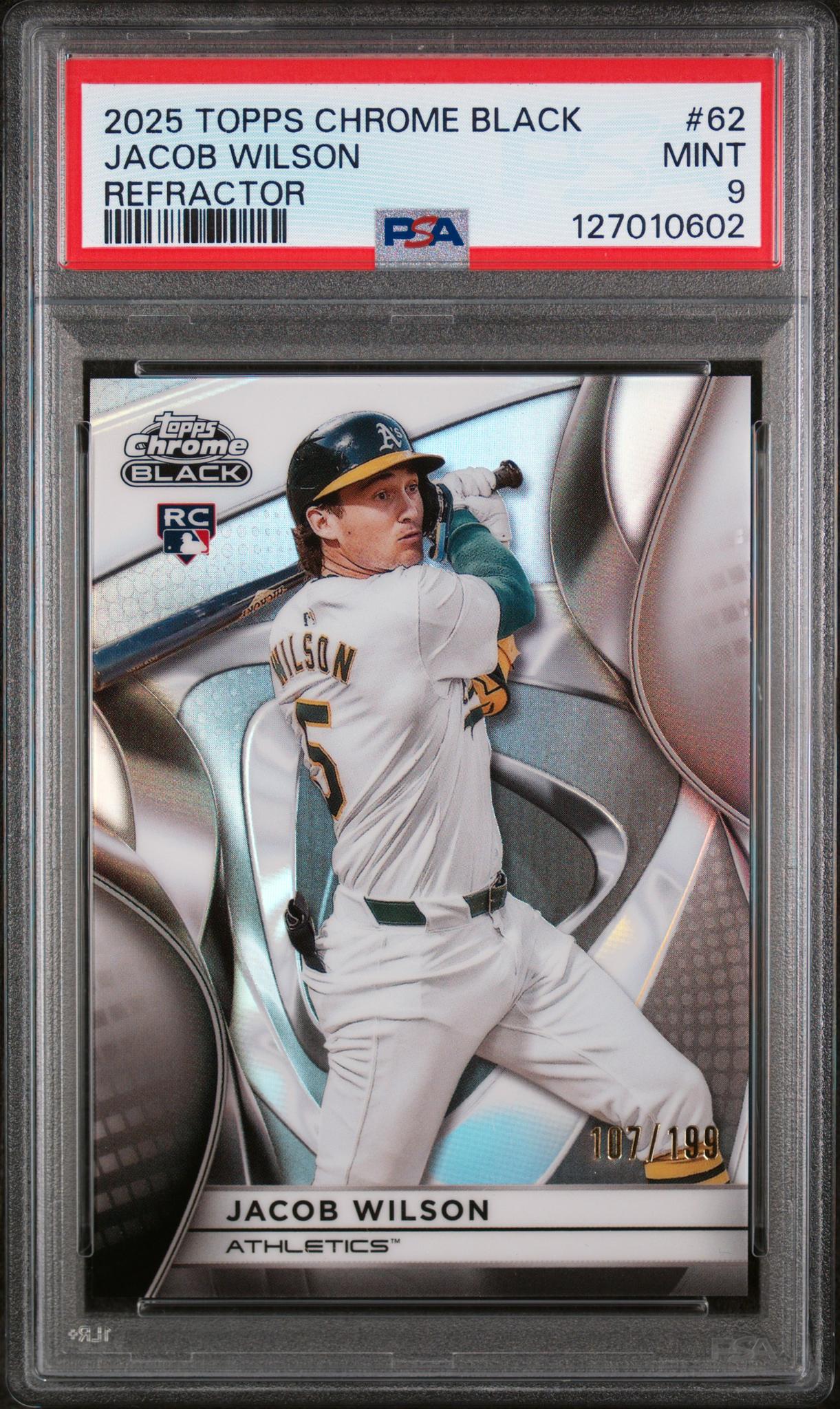 2025 Topps Chrome Black Refractor Jacob Wilson #62 /199 PSA 9