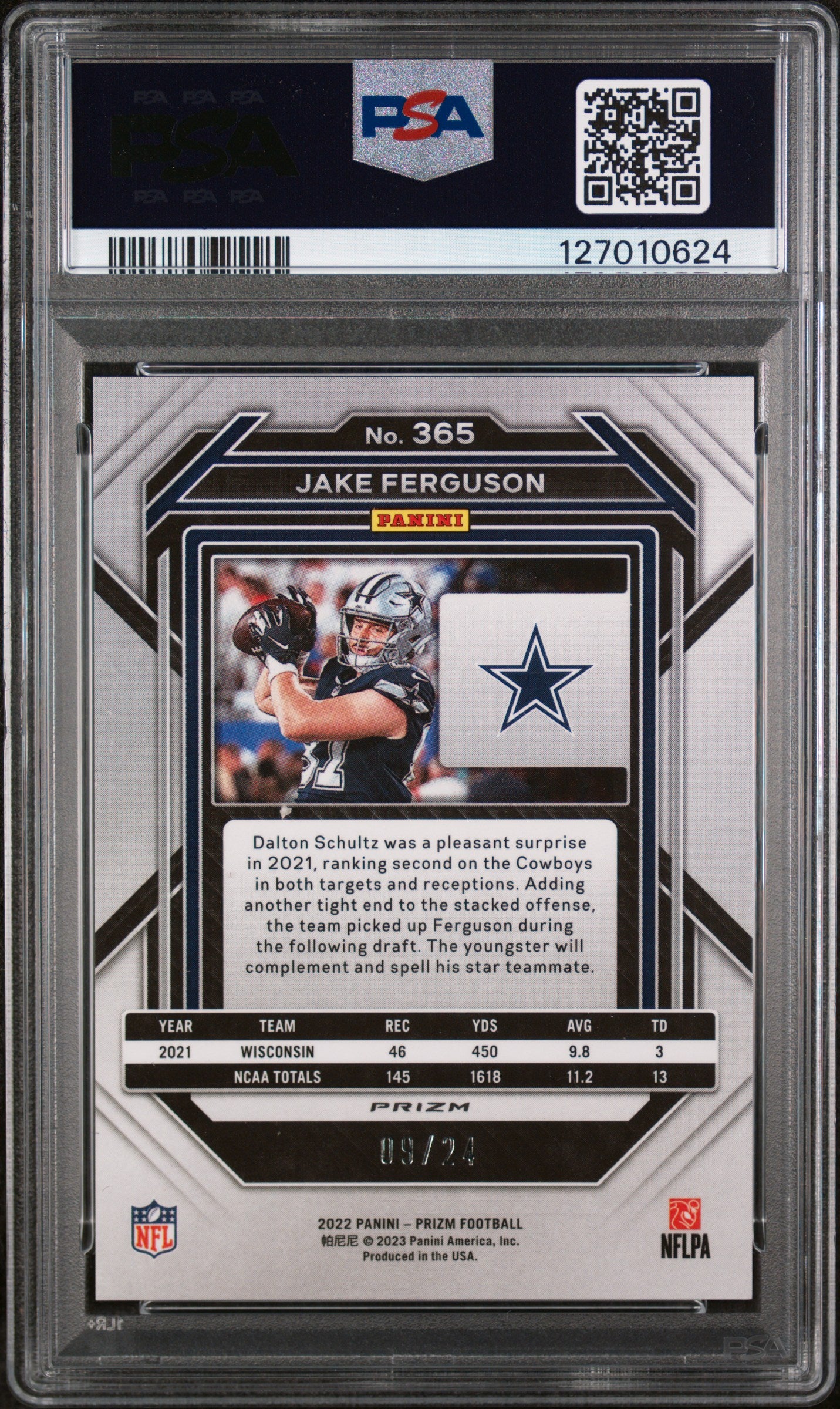 2022 Panini Prizm Gold Sparkle Jason Ferguson #365 PSA 9