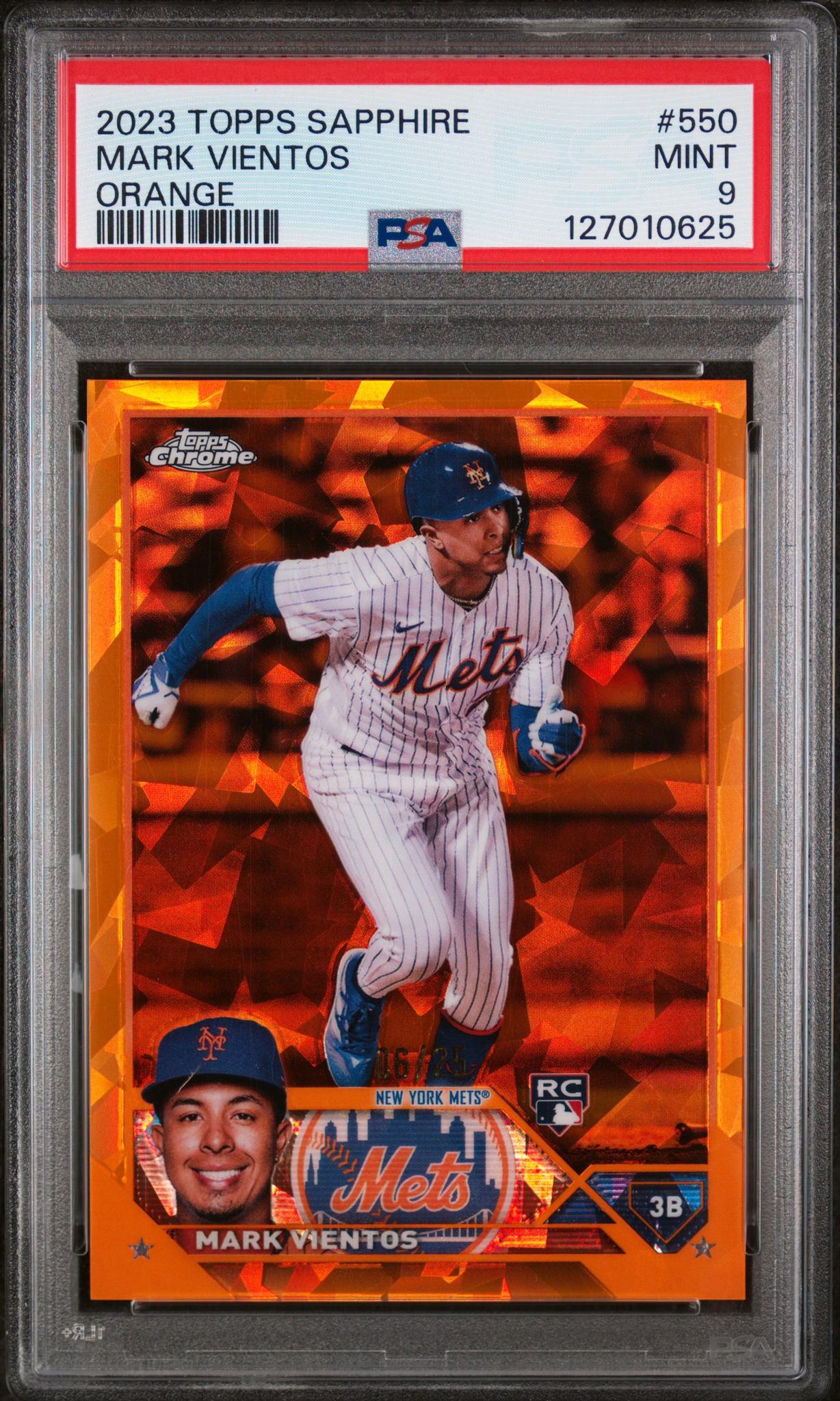 2023 Topps Chrome Sapphire Orange Mark Vientos #550 /75 PSA 9