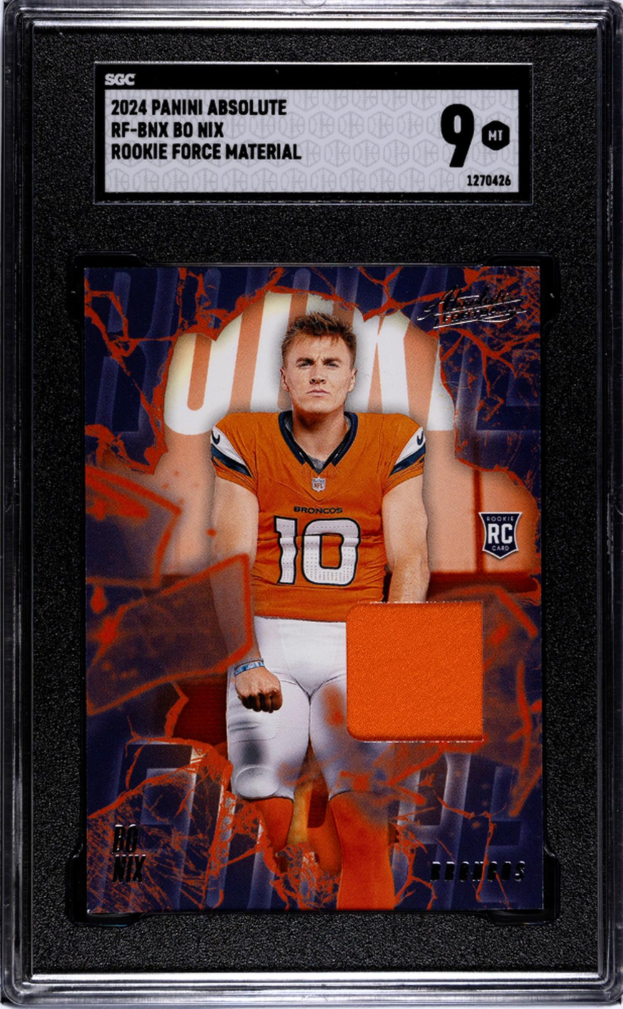 2024 Absolute #RF-BNX Bo Nix Rookie Force Material SGC 9