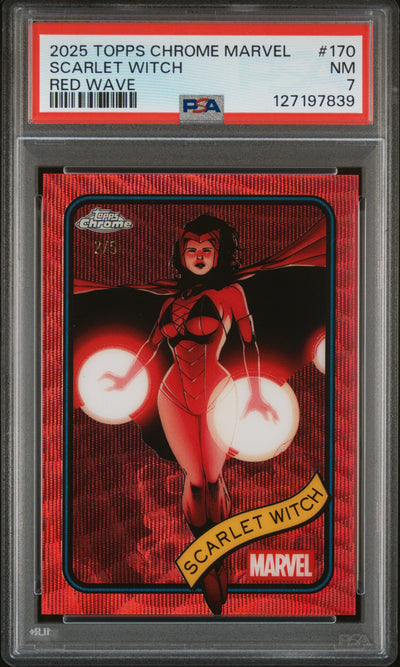 2025 Topps Chrome Scarlet Witch #170 Red Wave /5 PSA 7