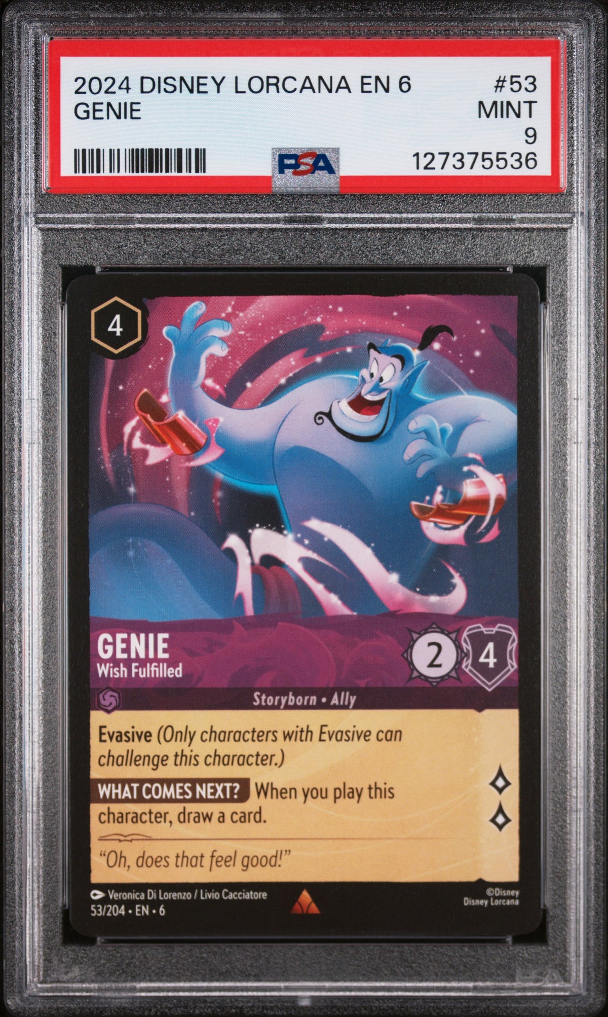 2024 Disney Lorcana Azurite Sea Wish Fulfilled Genie #53 /204 PSA 9