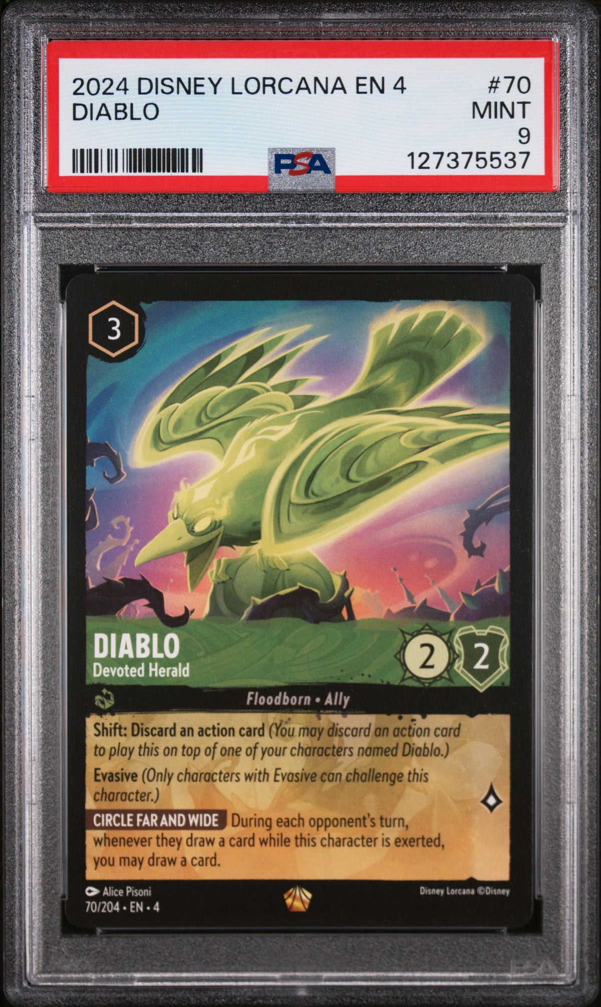 2024 Disney Lorcana Ursula's Return Devoted Herald Diablo #70 PSA 9