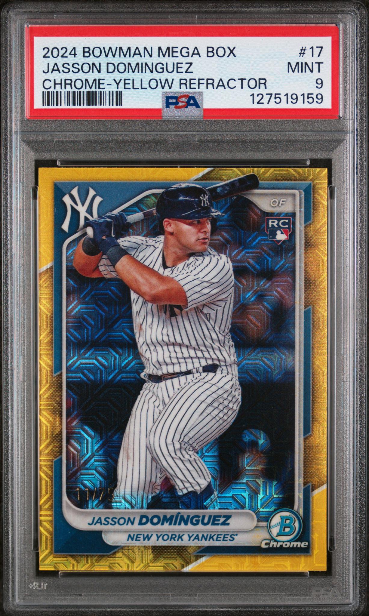2024 Bowman Mega Box Chrome Yellow Refractor Jasson Dominguez #17 PSA 9