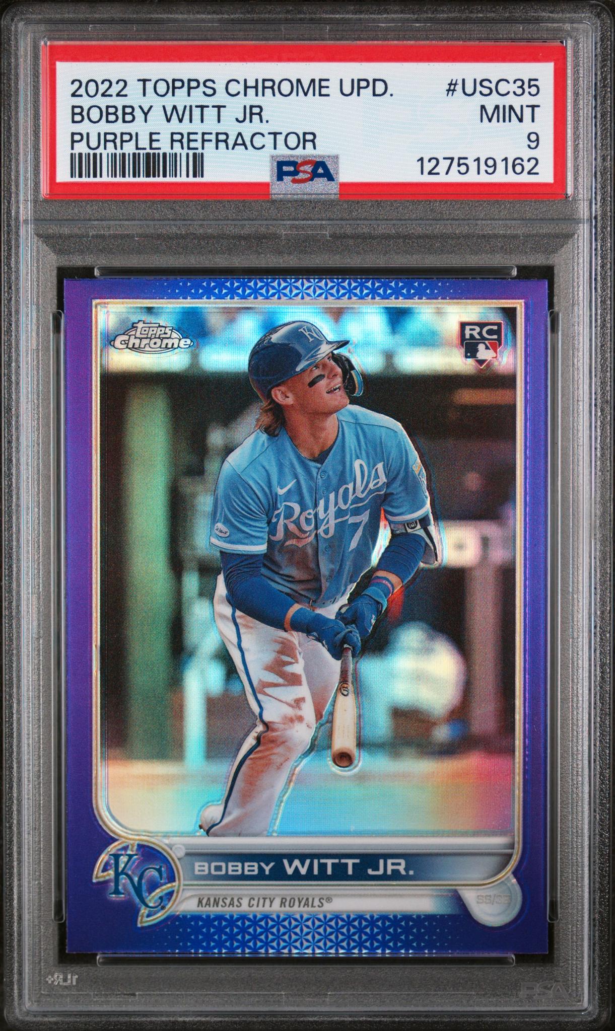 2022 Topps Chrome Update Purple Refractor Bobby Witt Jr. #USC35 /250 PSA 9