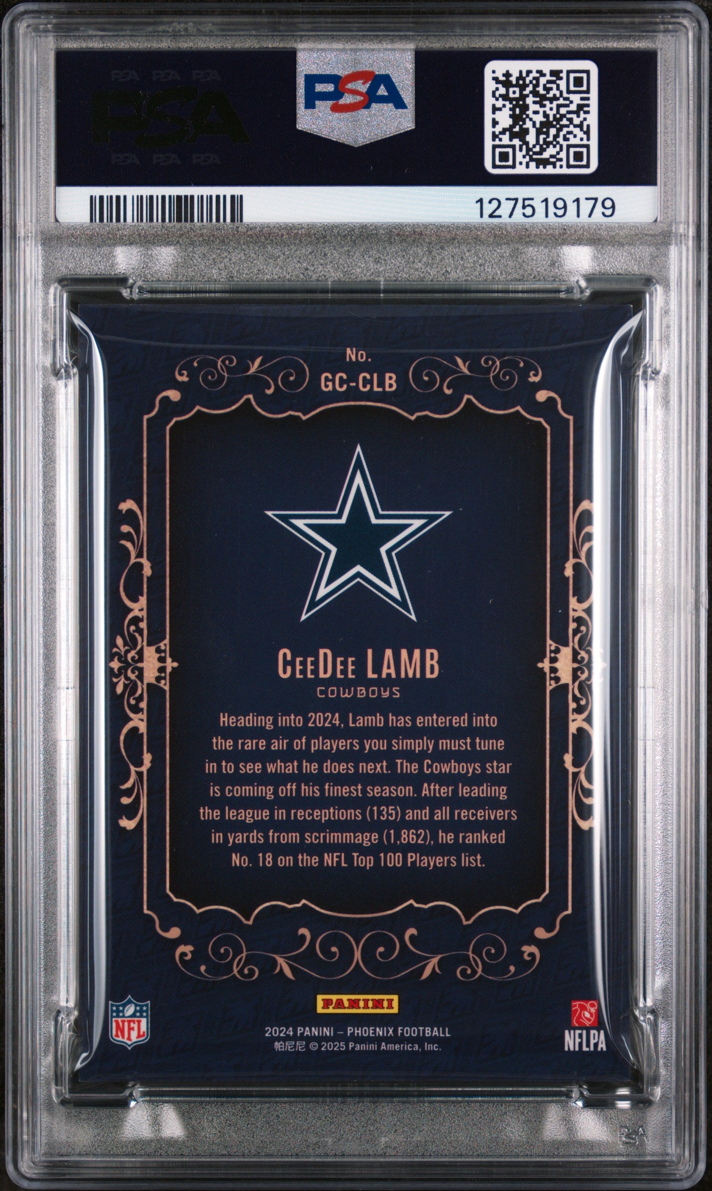 2024 Panini Phoenix Gridiron Crowns Ceedee Lamb #GCCLB PSA 9