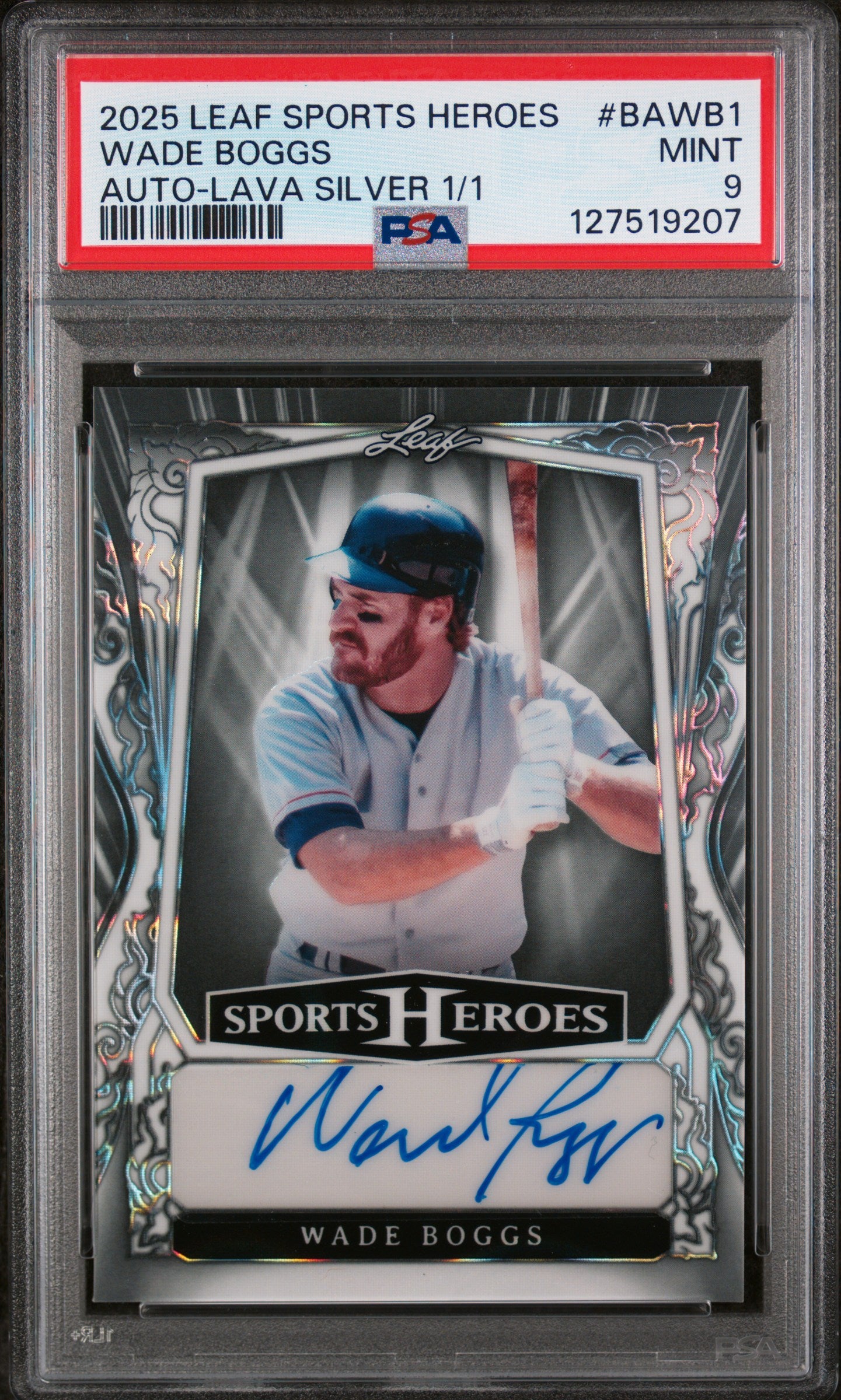 2025 Leaf Metal Sports Heroes Autograph Lava Silver 1/1 Wade Boggs #BAWB1 PSA 9
