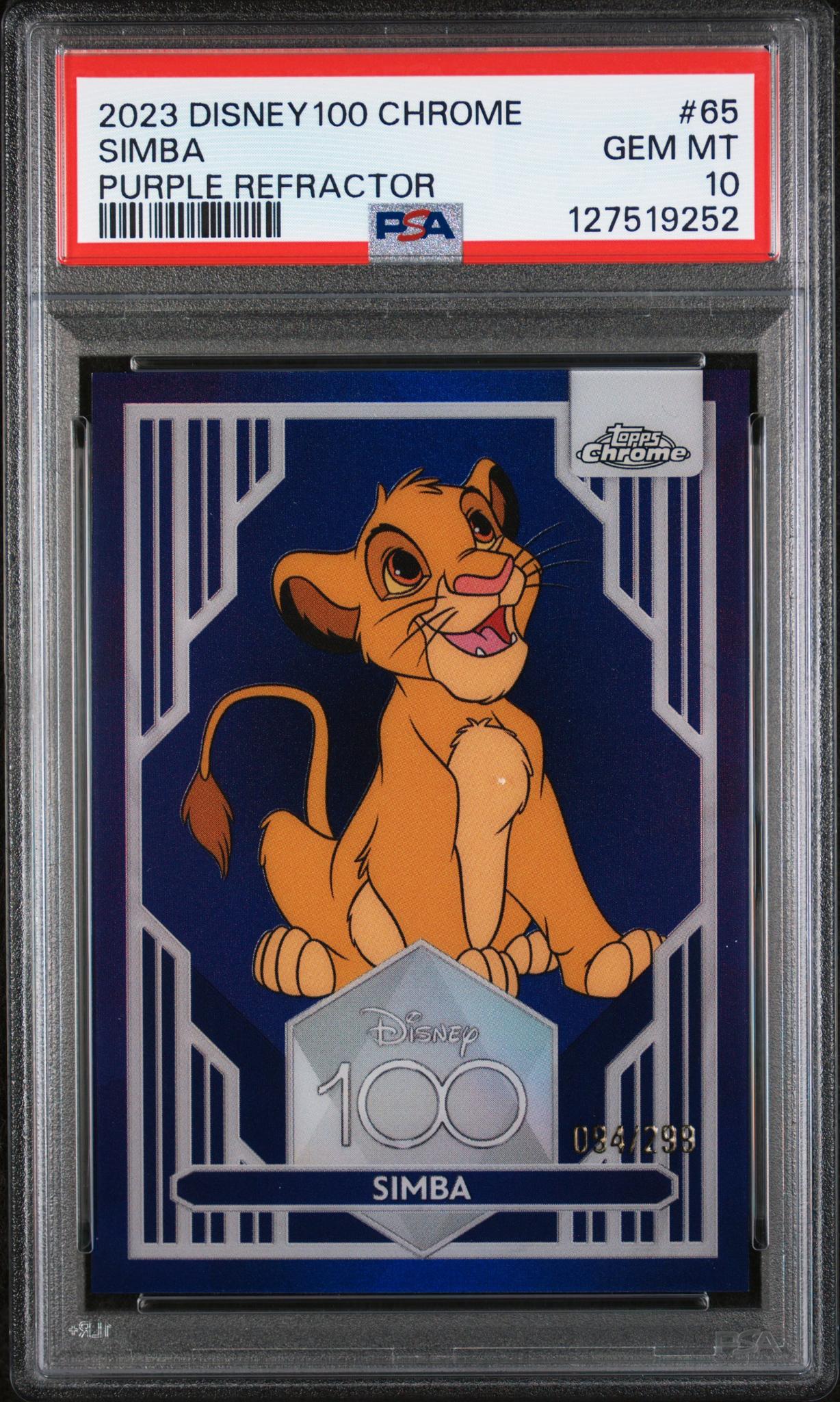 2023 Topps Chrome Disney100 Purple Simba #65 /100 PSA 10