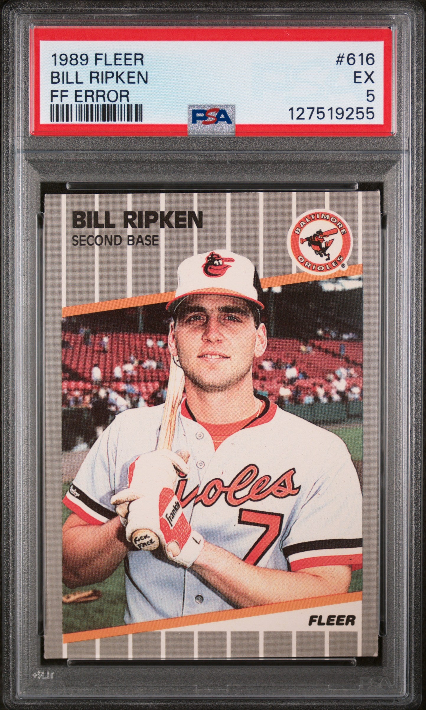 1989 Fleer FF Error Bill Ripken #616A PSA 5