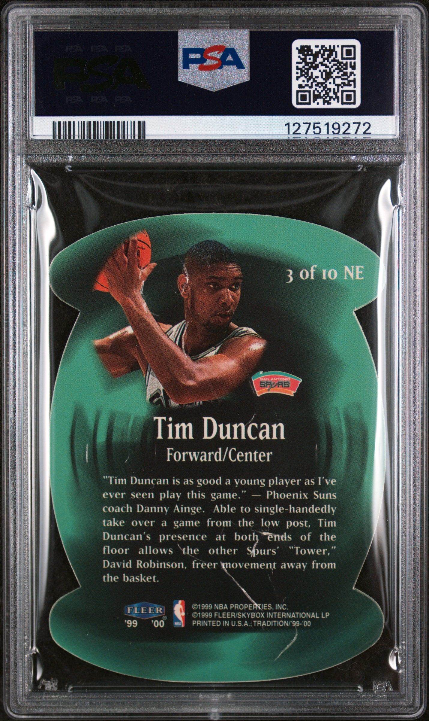 1999 Fleer Net Effect Tim Duncan #3 PSA 8