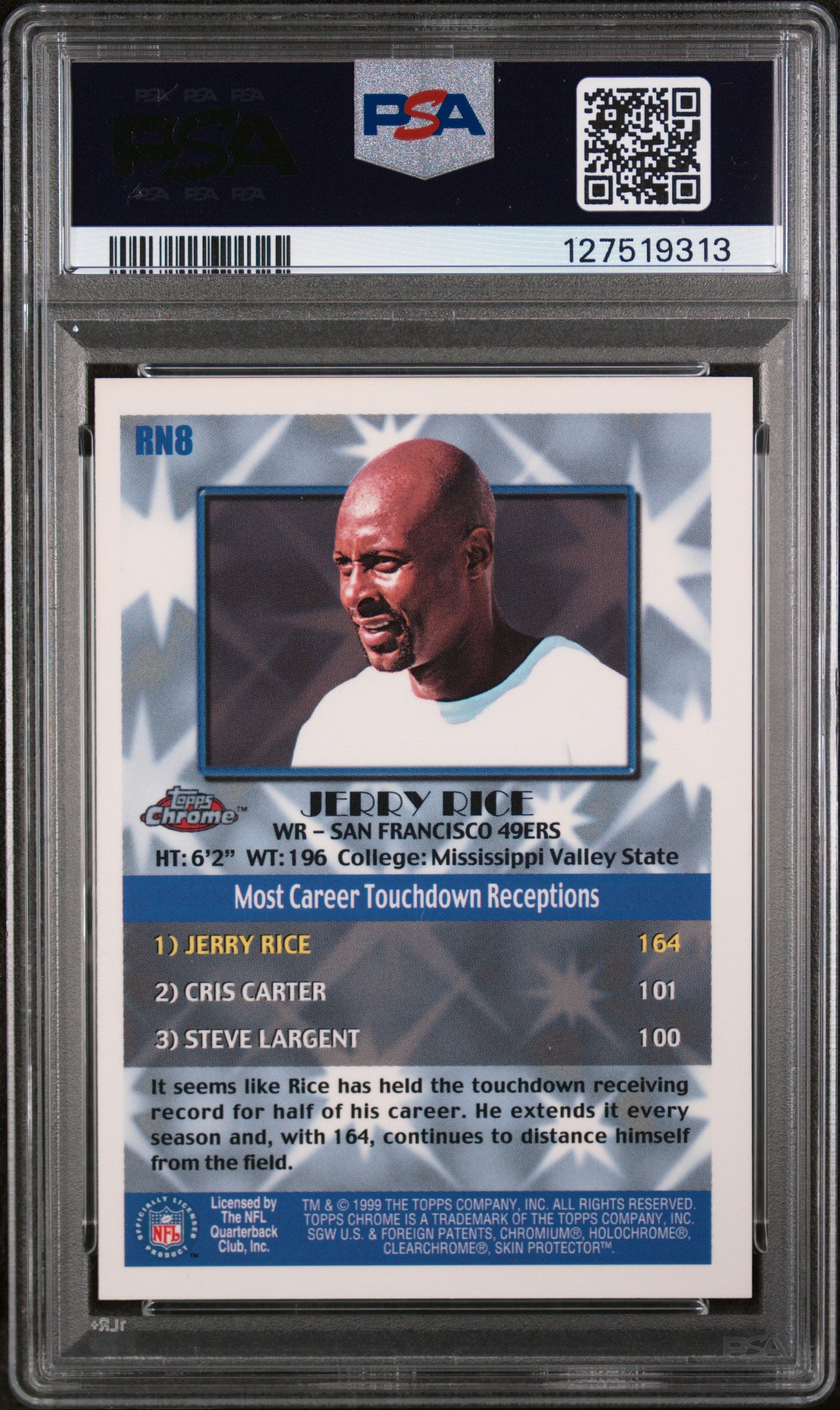 1999 Topps Chrome Record Numbers Jerry Rice #RN8 PSA 8