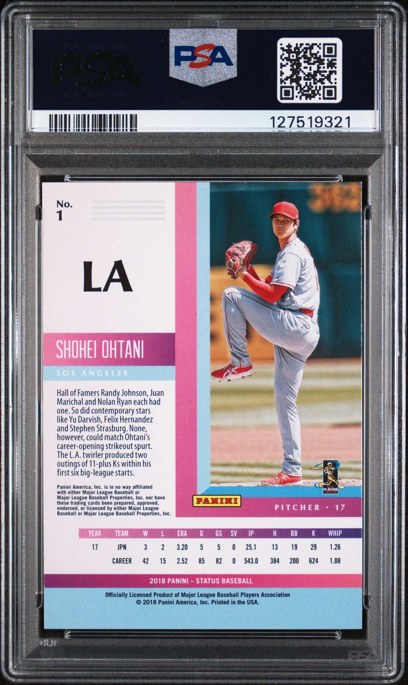 2018 Panini Chronicles Status Shohei Ohtani #1 PSA 8